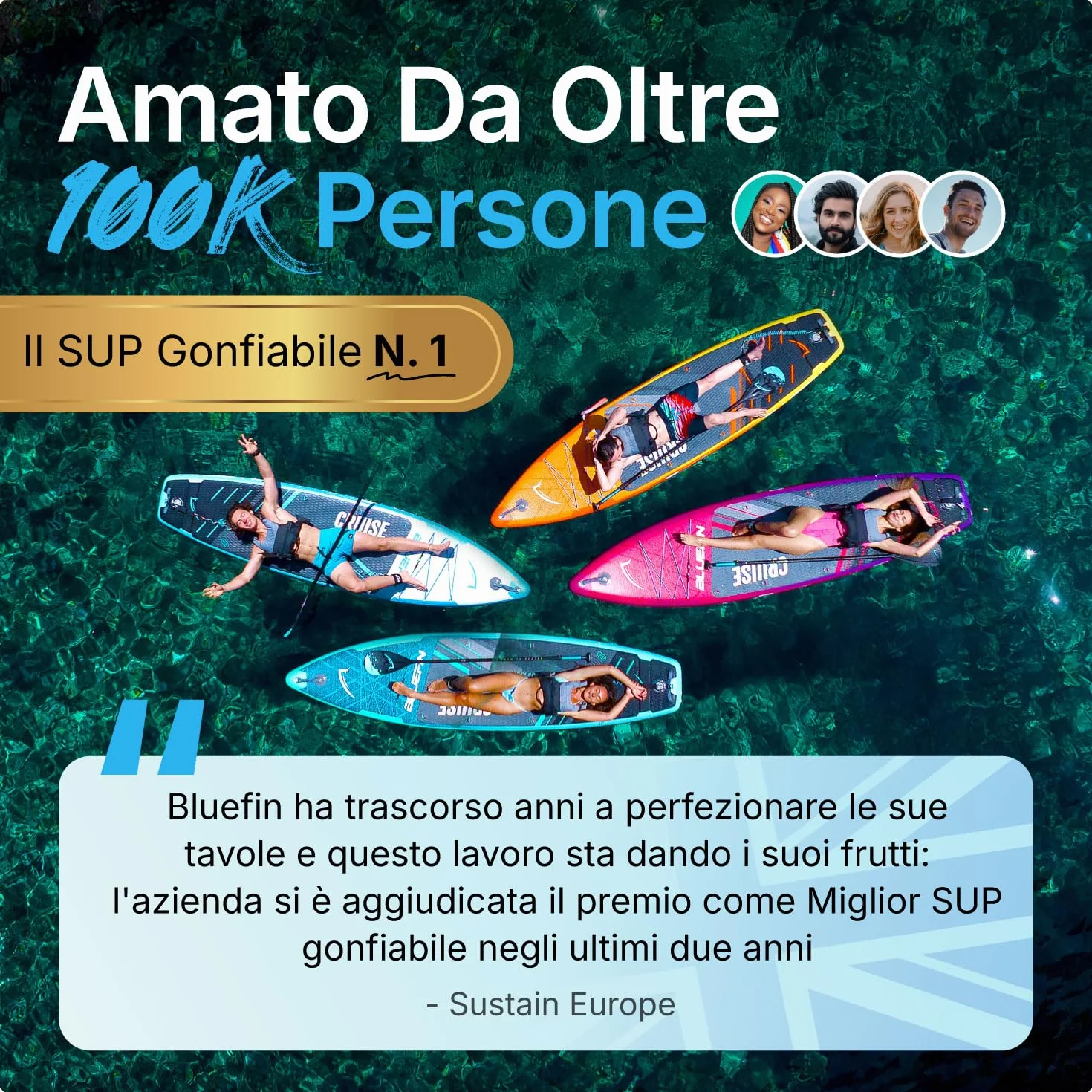 Bluefin Cruise 10'8 Paddleboard gonfiabile Premium Pacchetto Deckpad antiscivolo leggero 6'' spesso Tavola da paddleboard Stand up up Board