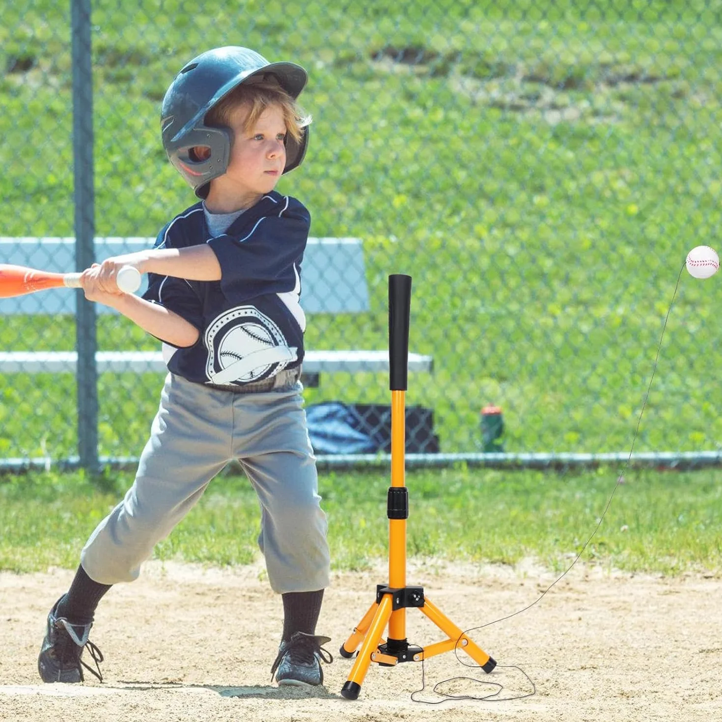 Hikeen Maglietta da Baseball per Bambini, Maglietta da Baseball, Maglietta da Allenamento per Softball e Baseball, Portatile, Altezza Facilmente Regolabile