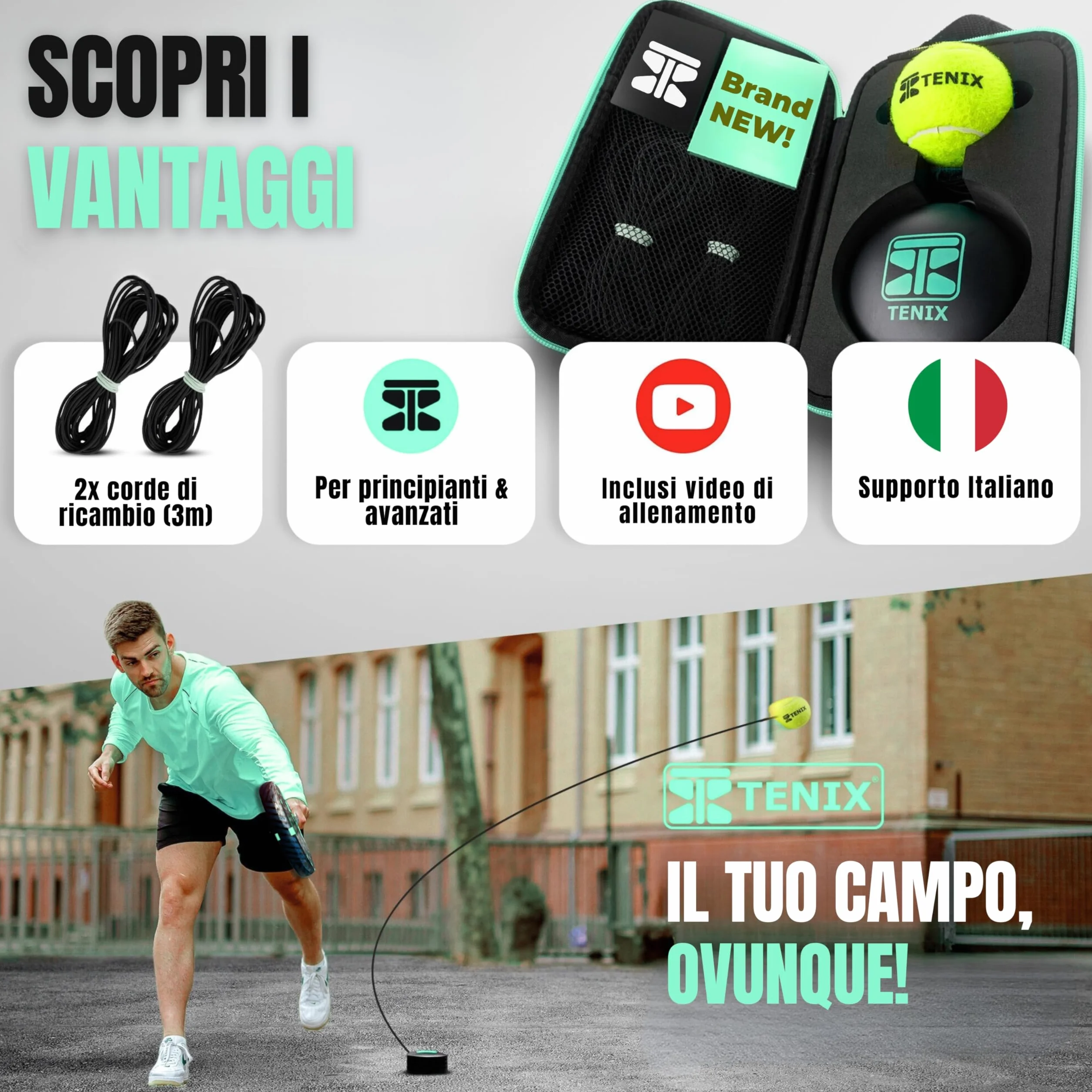 TENIX Padel Trainer Acciaio Inox Allenamento da Solo Regalo