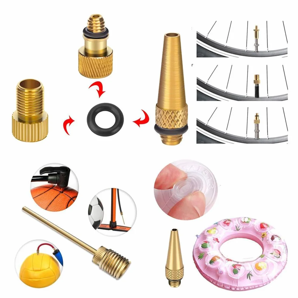 Adattatore Valvola Bici Kit 27 Pezzi Pompa Bicicletta Presta per Pneumatici