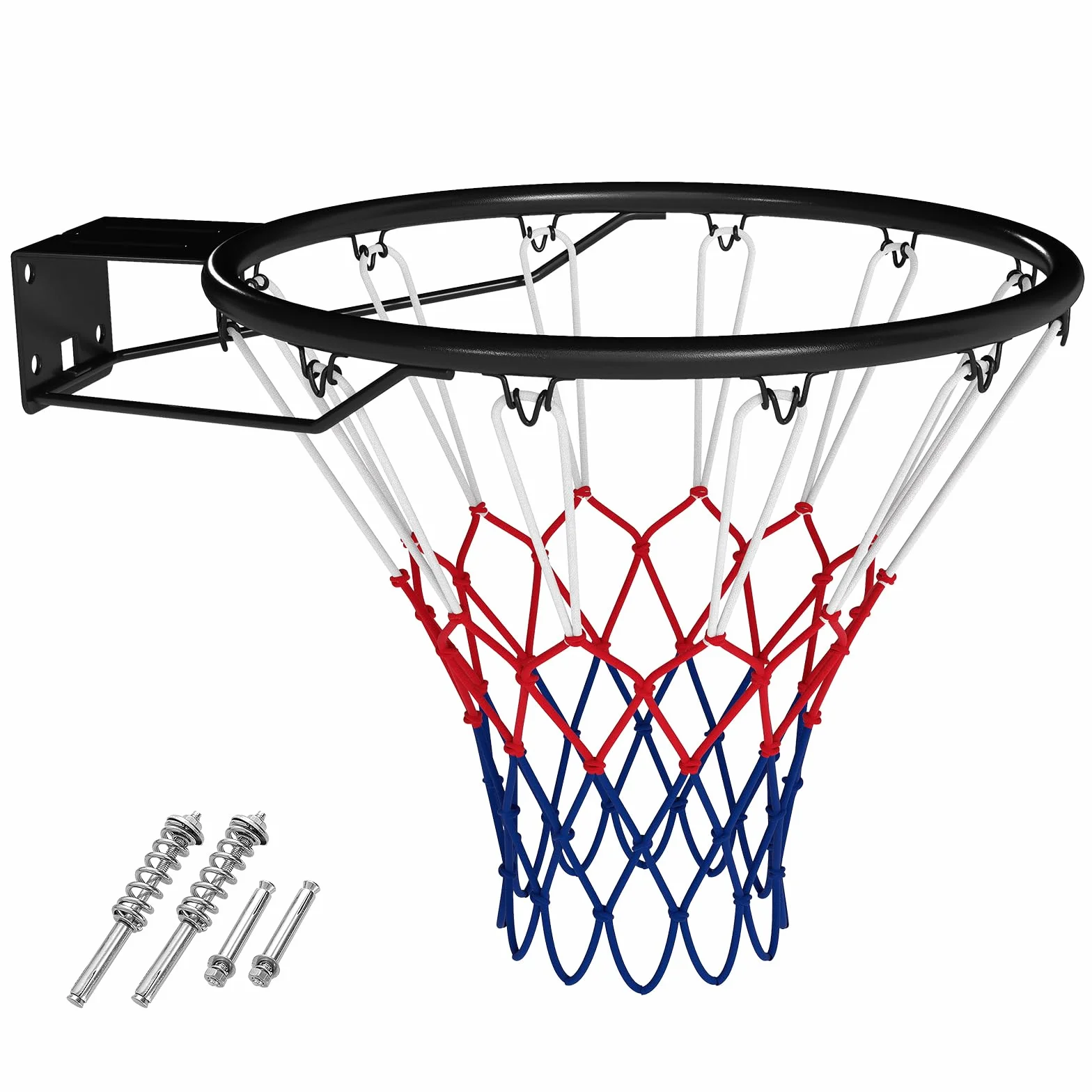 COSTWAY Canestro da Basket da Parete 45 cm, Anello da Pallacanestro con Doppie Molle, Cerchio Universale Esterno Interno
