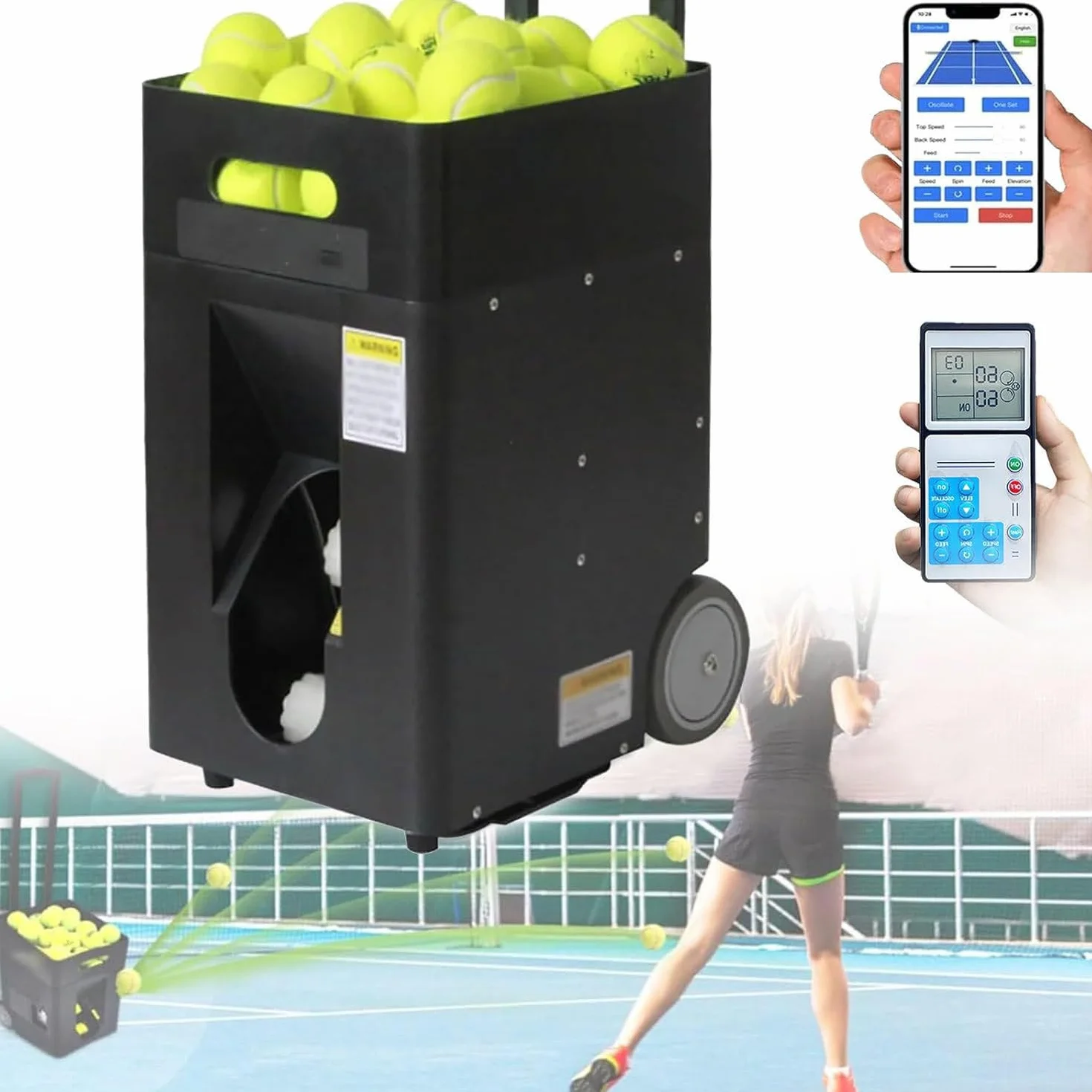Macchina Lanciapalle Tennis Portatile Automatica Intelligente con Telecomando e App