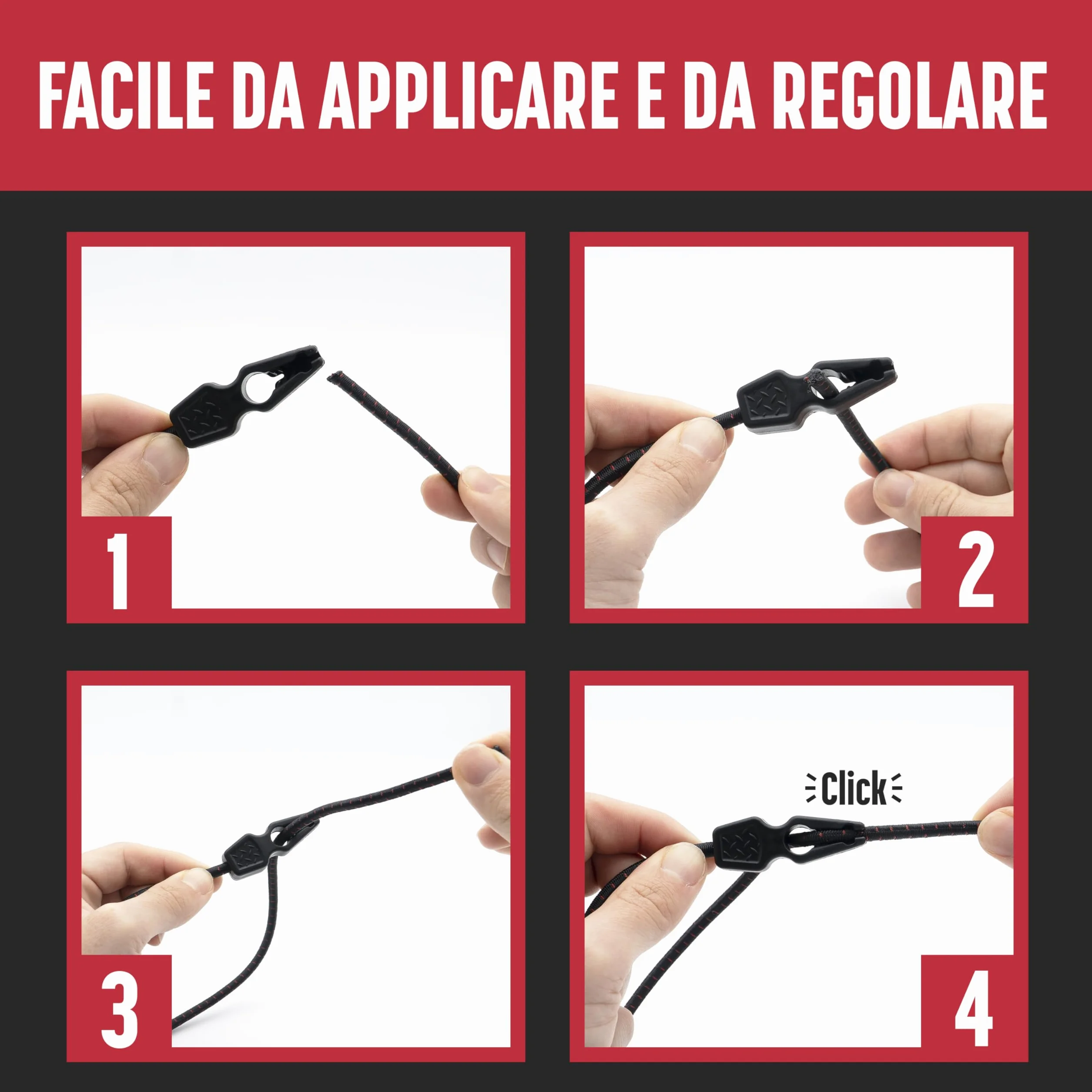 Magma 4 Cavi Elastici per Cartello Carichi Sporgenti 50cm Portabici Bici Moto Ganci Fissaggio