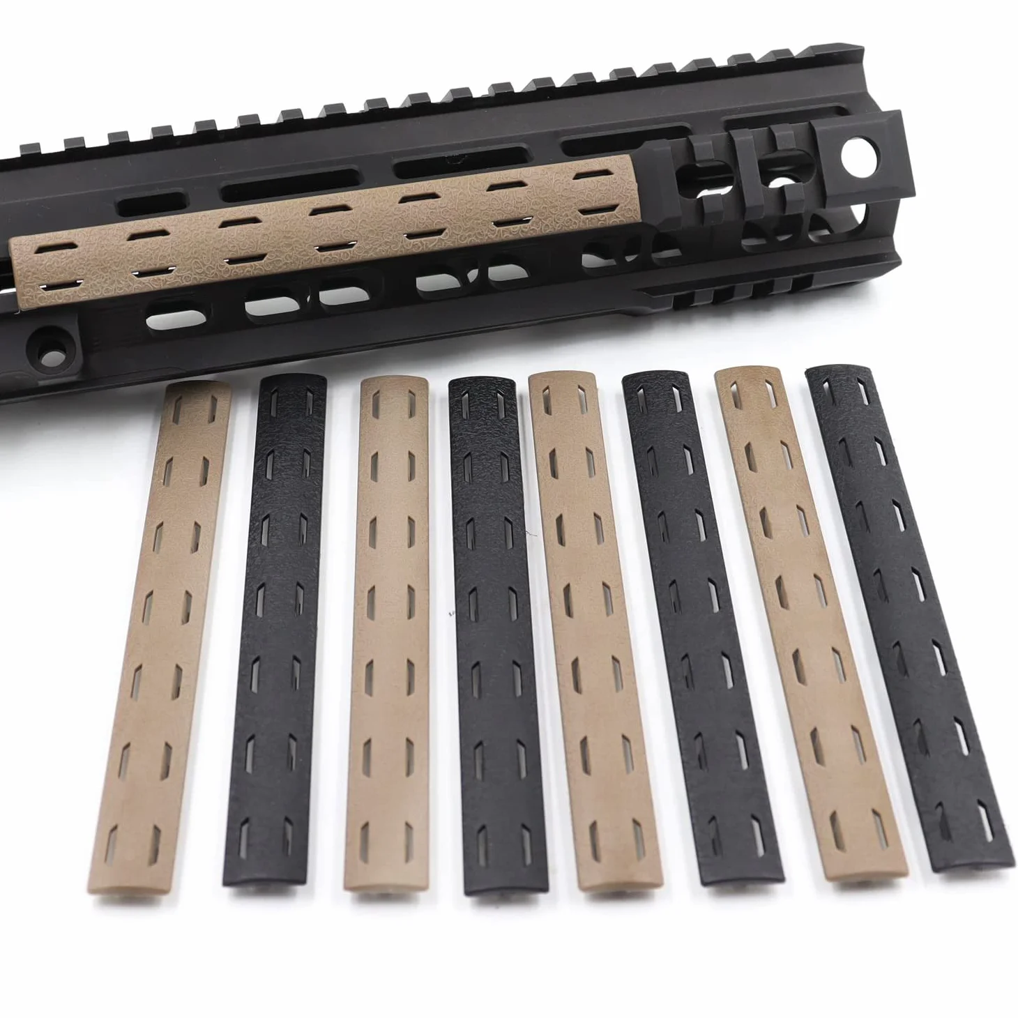 Tactical Rubber Mlok Keymod Rail Panel Kit 5PCS Heat Resistant Handguard Cover Abbronzatura