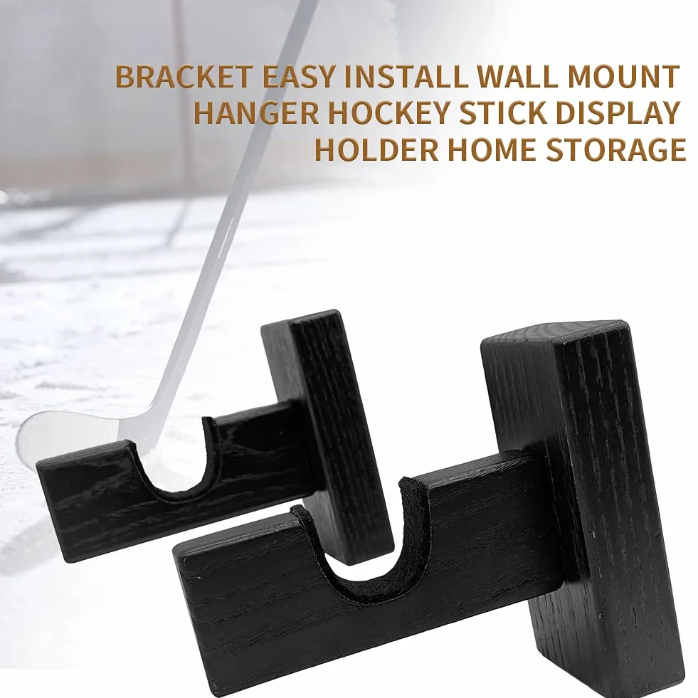 Supporti da parete per mazze da hockey in legno nero