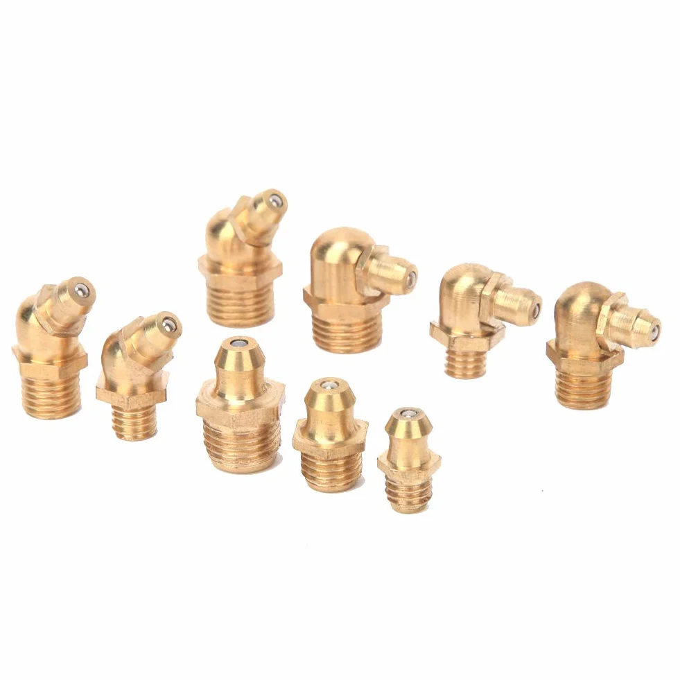 Kit di Capezzolo Grasso di Ottone 160pc, M6/M8/M10 Grease Zerk a 45°, 90° e 180° per Auto, Moto e Camion