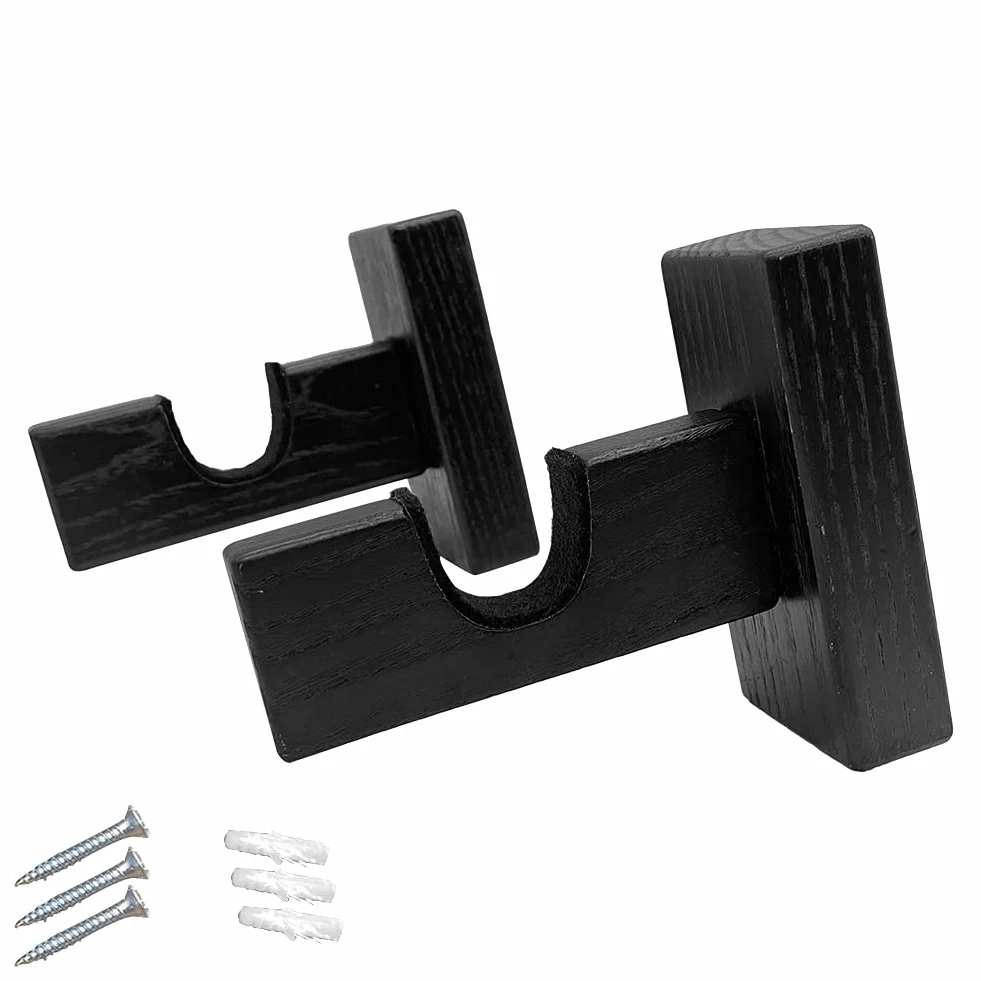 Supporti da parete per mazze da hockey in legno nero