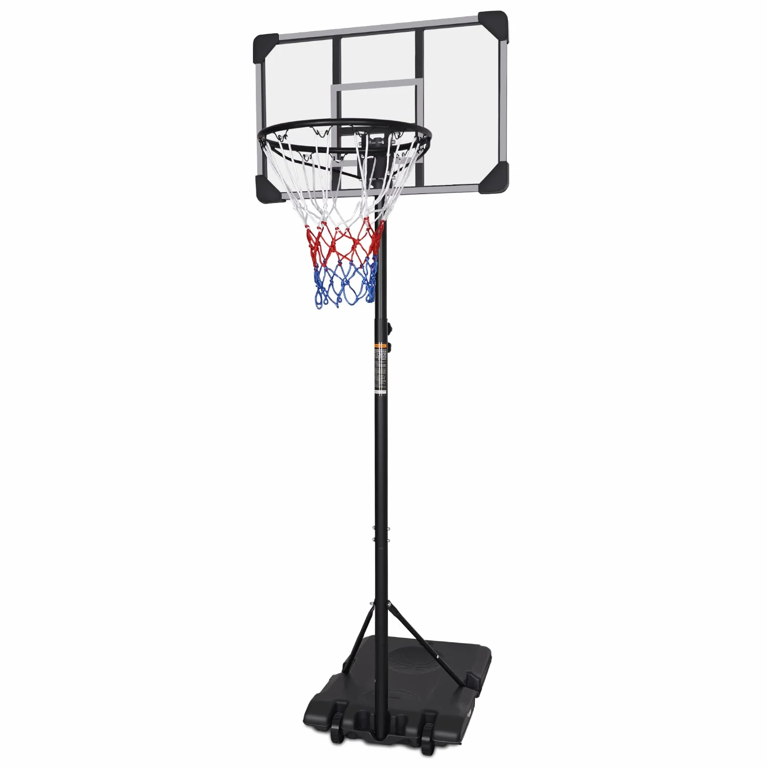 Canestro da basket portatile regolabile 7 piedi tabellone trasparente 165-213 cm