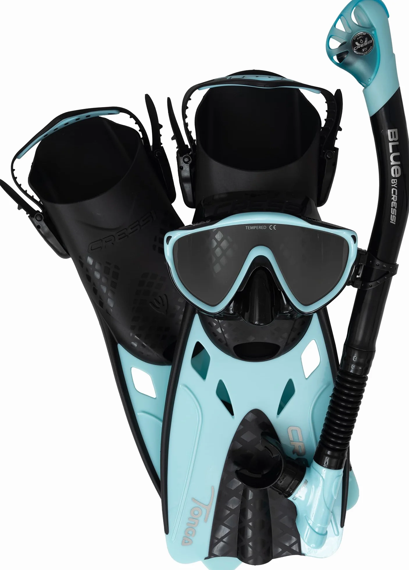 CRESSI Tino Adventure Set - Set Pinne Tonga, Maschera Tino e Snorkel Scilla, per Snorkeling e Immersioni, Adulti