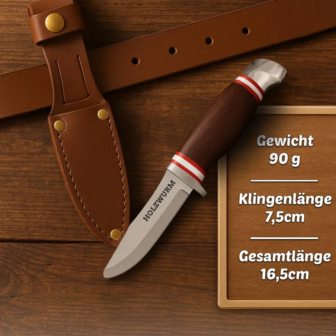 HOLZWURM Coltello da intaglio per bambini, coltello da tasca e da esterno