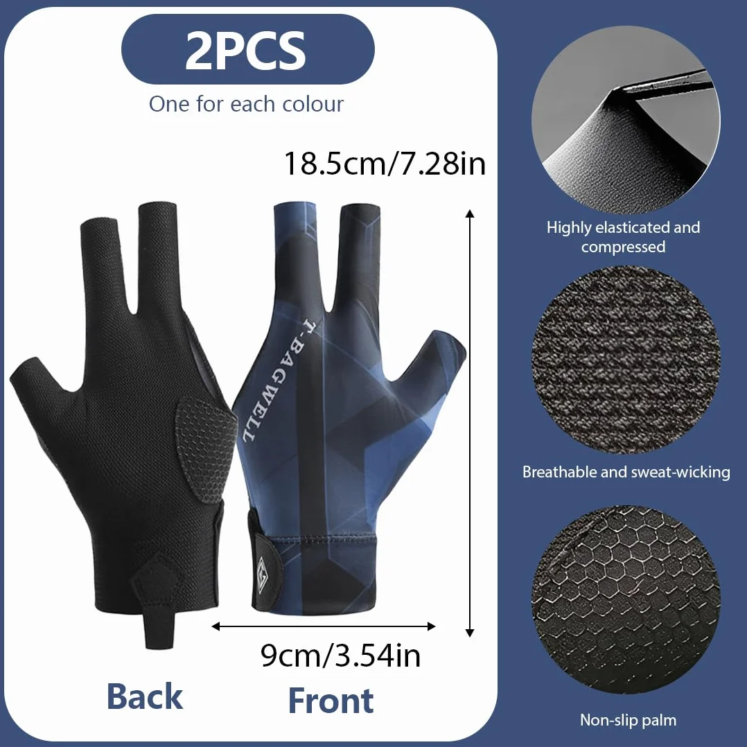 Guanti da biliardo 2pcs sinistra snooker regolabili antiscivolo