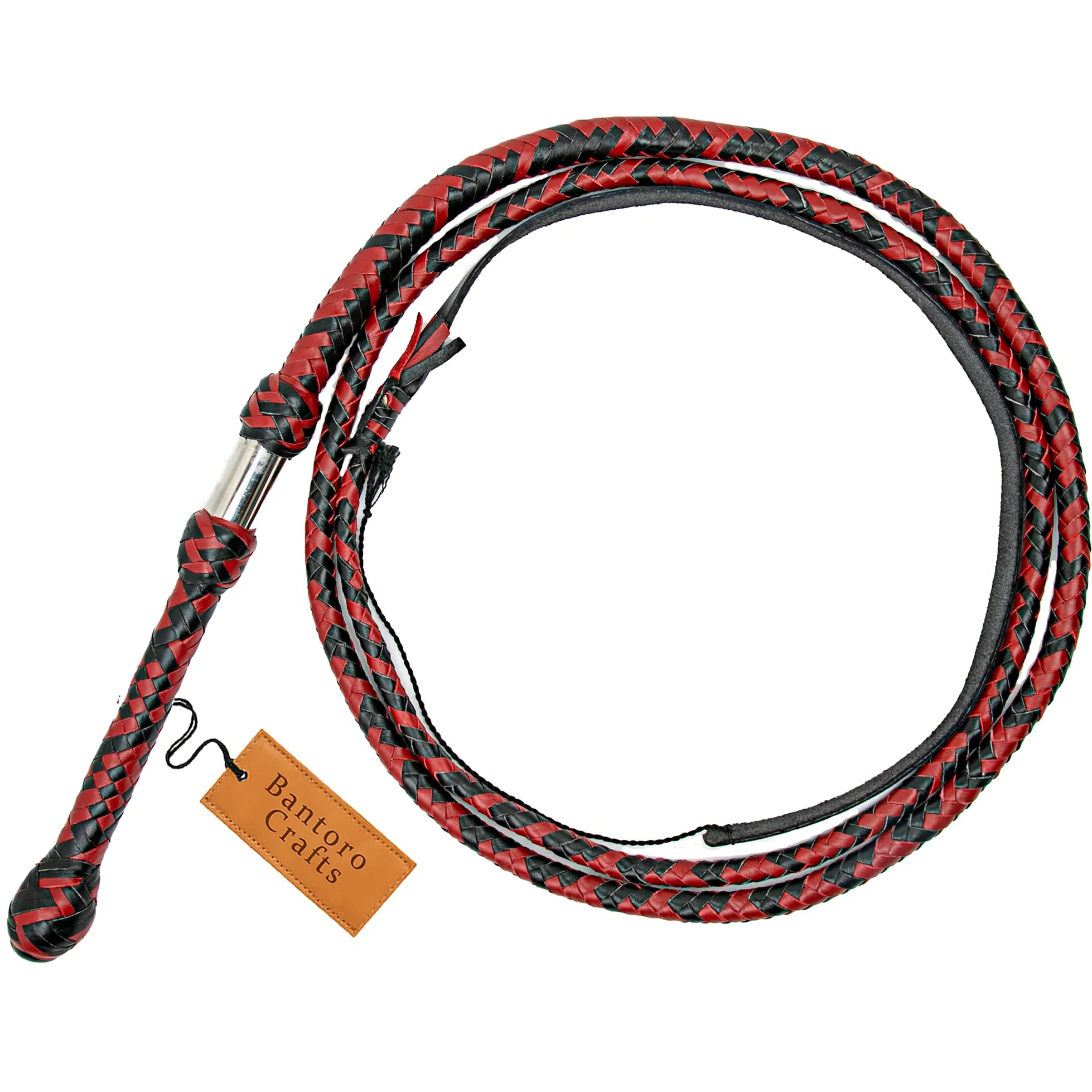 Rosso e Nero Frusta in Pelle di Canguro Bullwhip16 Trecce Fili Pelle Intrecciata Frusta Che schiocca Forte