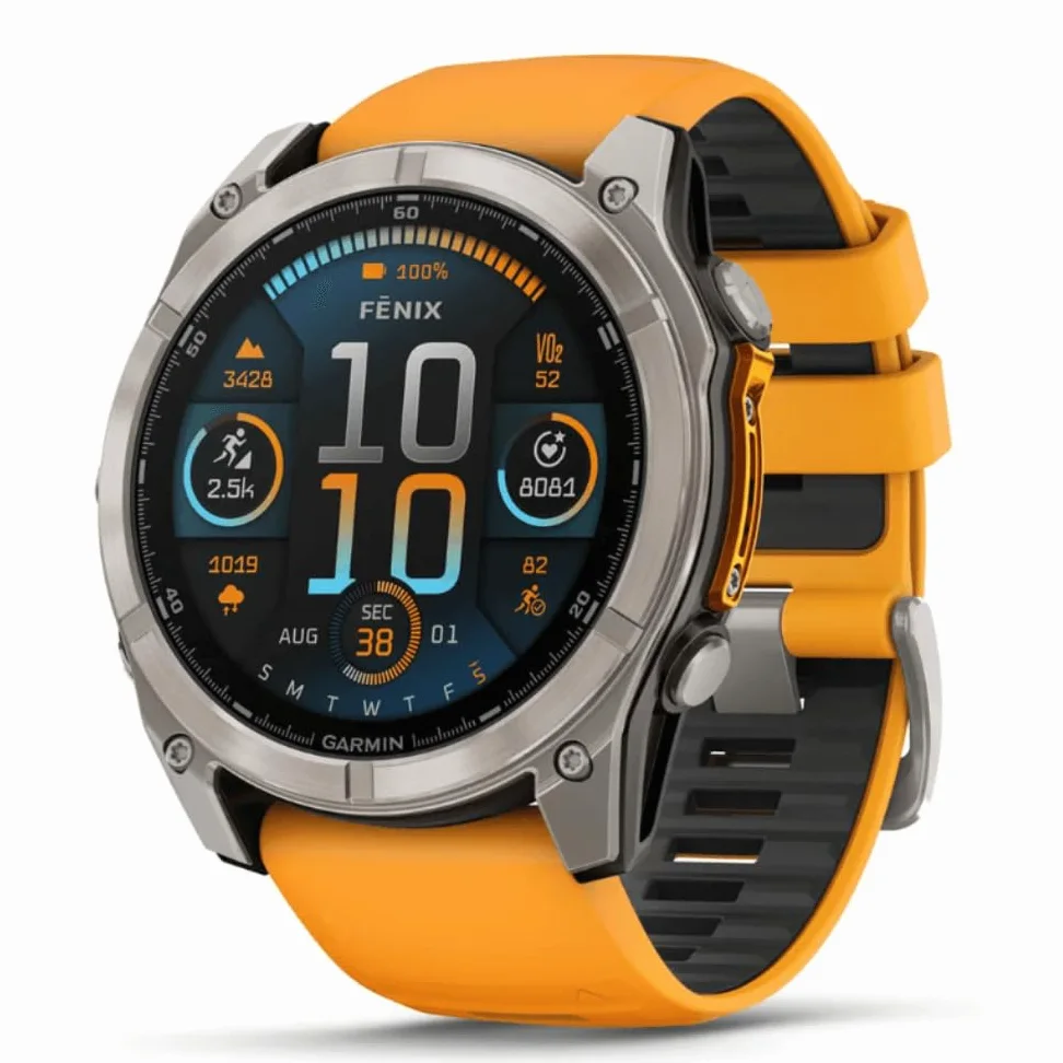 Garmin Fenix 8-51 MM, AMOLED, titanio zaffiro con cinturino in silicone SPARKORANGE/grafite