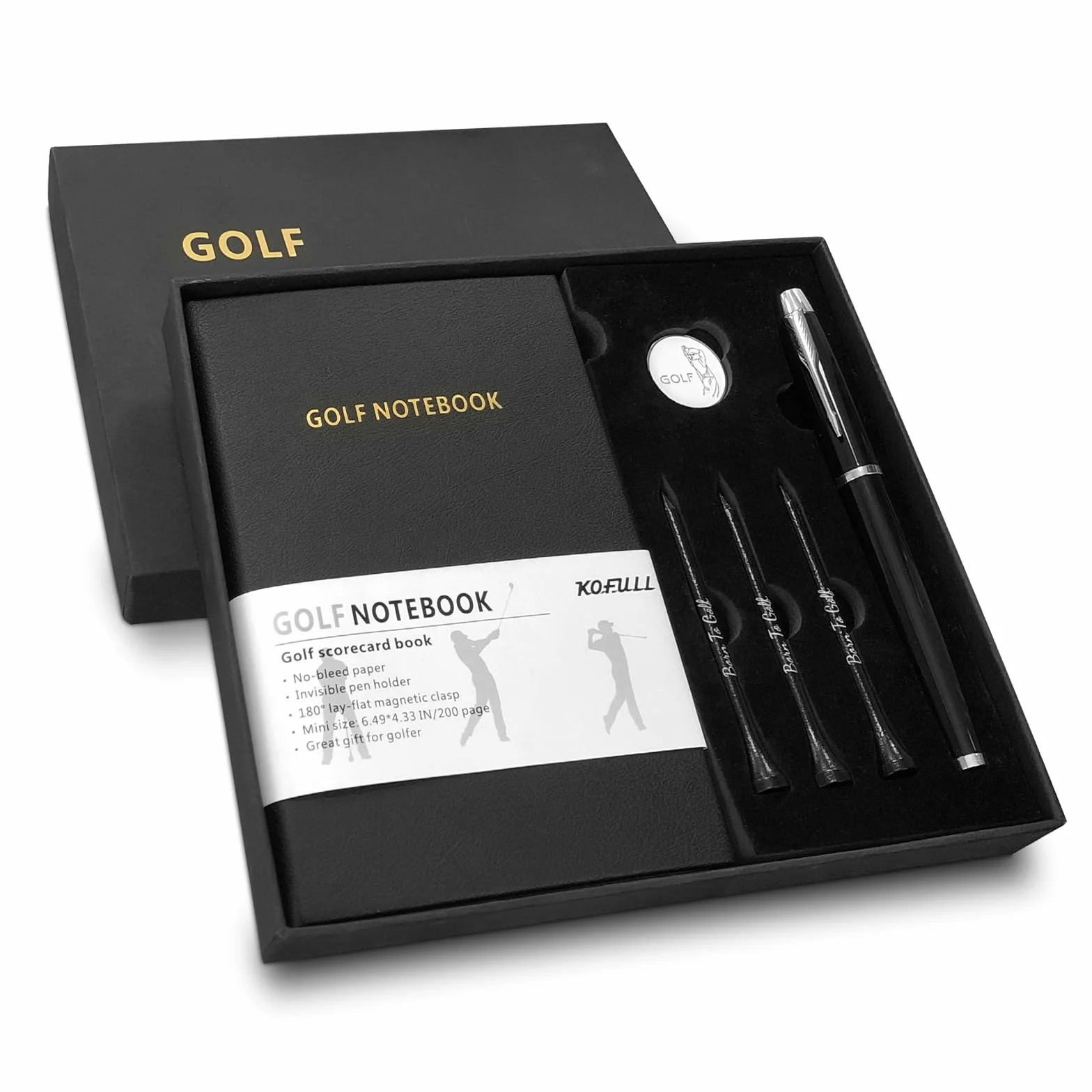 Kofull Golf Markers Set z Piórem, Znacznikiem i Tee, Prezent dla Mężczyzn