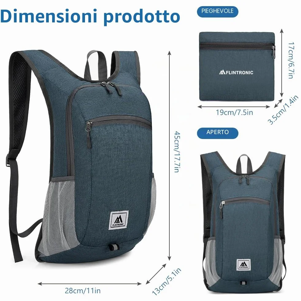 Flintronic Zaino Trekking Pieghevole 16L Ultraleggero Impermeabile per Escursionismo