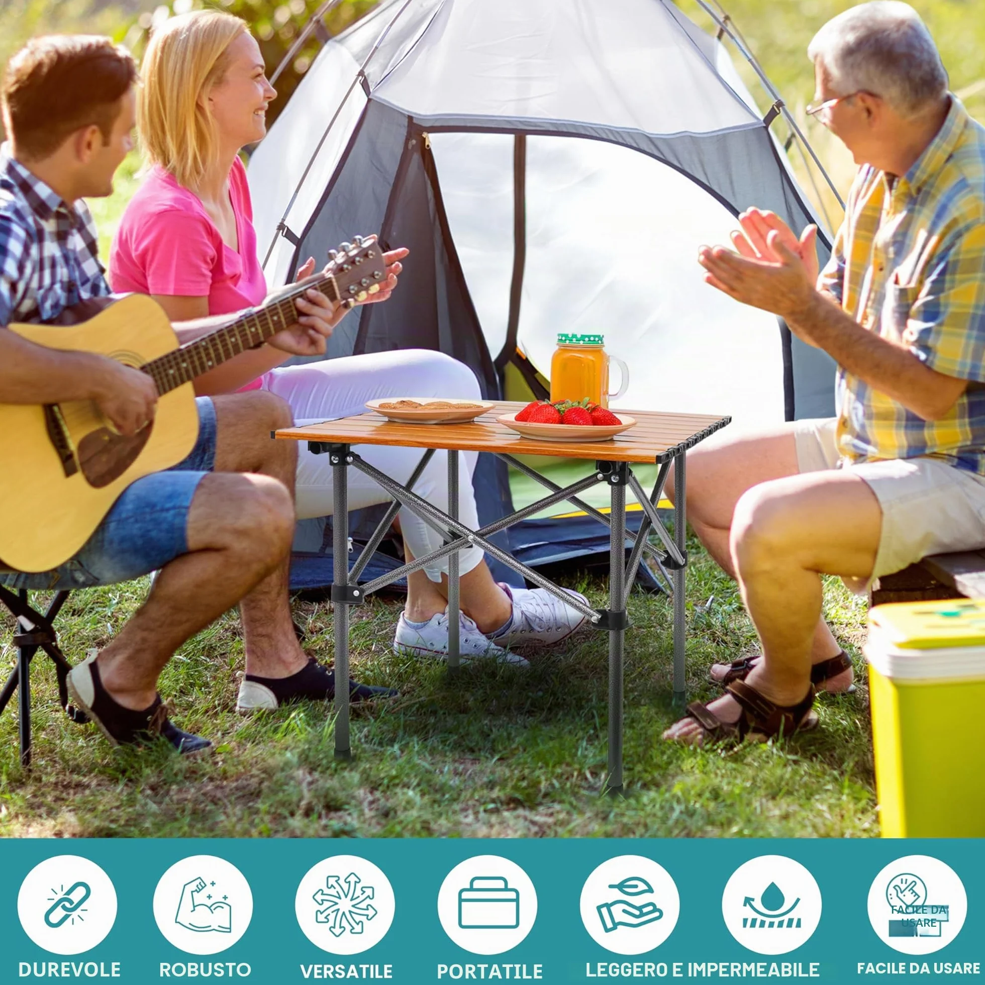 BELLE VOUS Set Campeggio 5 Pezzi Sedie e Tavolo Neri Pieghevoli Portatili per Esterno Interno Picnic Barbecue