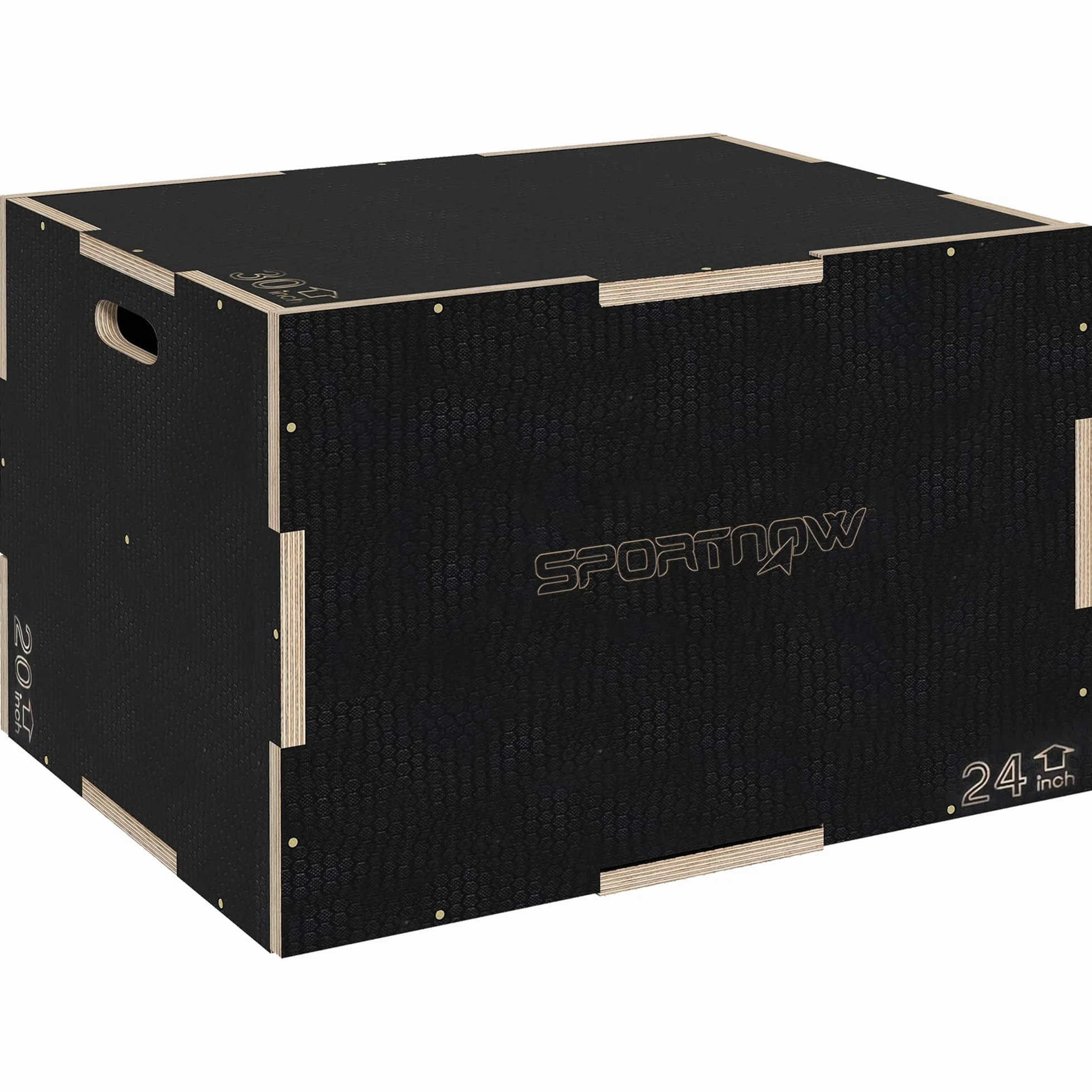 SPORTNOW Box Pliometrico 3 in 1 Plyo Box Legno Antiscivolo 3 Altezze Allenamento Casa Palestra Nero