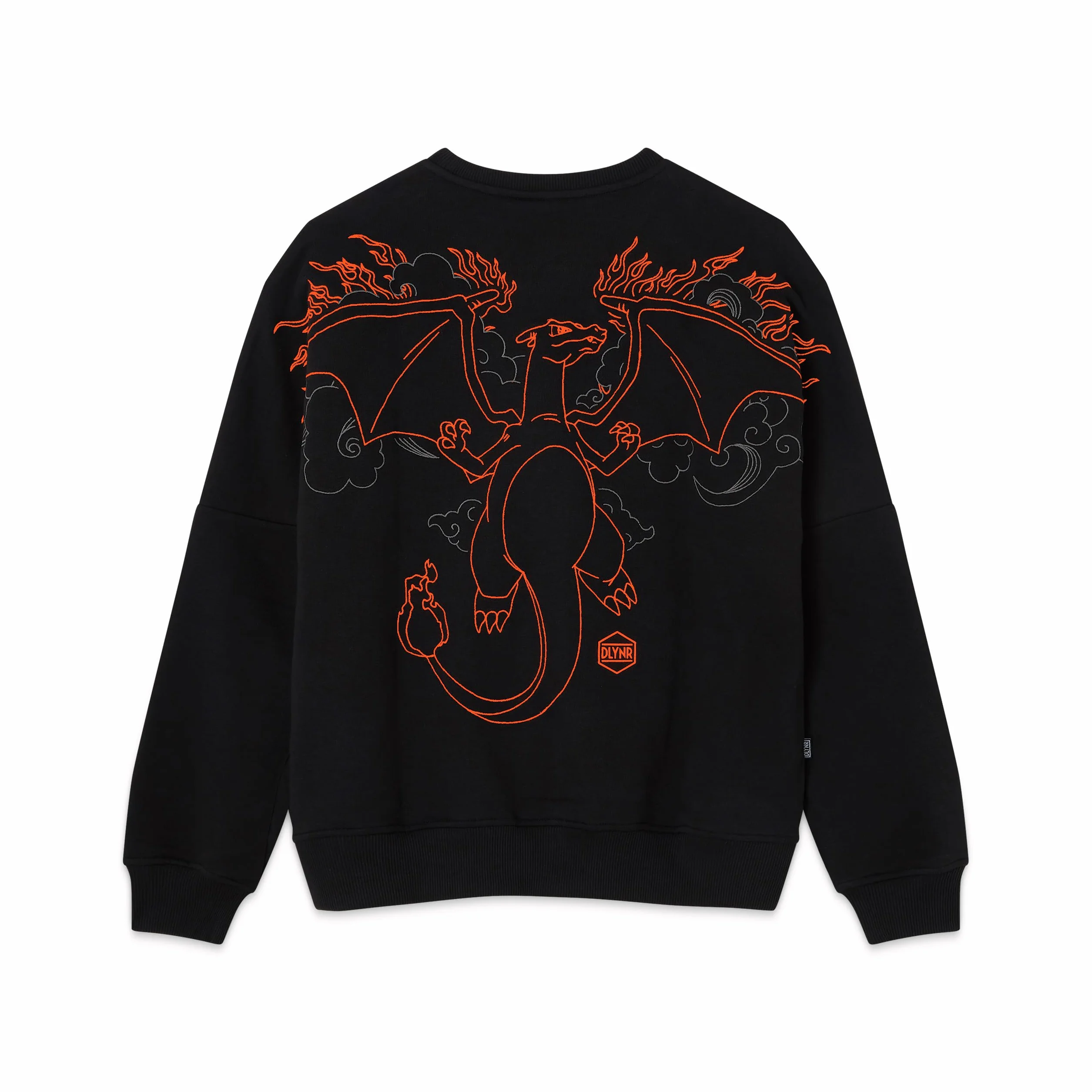 Pokémon Felpa Charizard Hoodie Ricamata Cotone Misto Nero Collezione Ufficiale