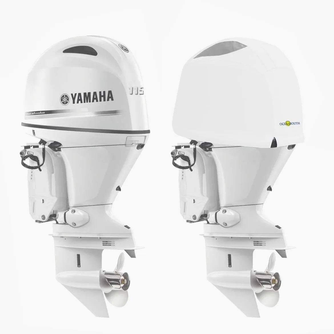 Oceansouth Coperture ventilate su misura per motore fuoribordo Yamaha (bianco, F115B, F130A 4CYL 1,8L (dal 2015 al 2024))