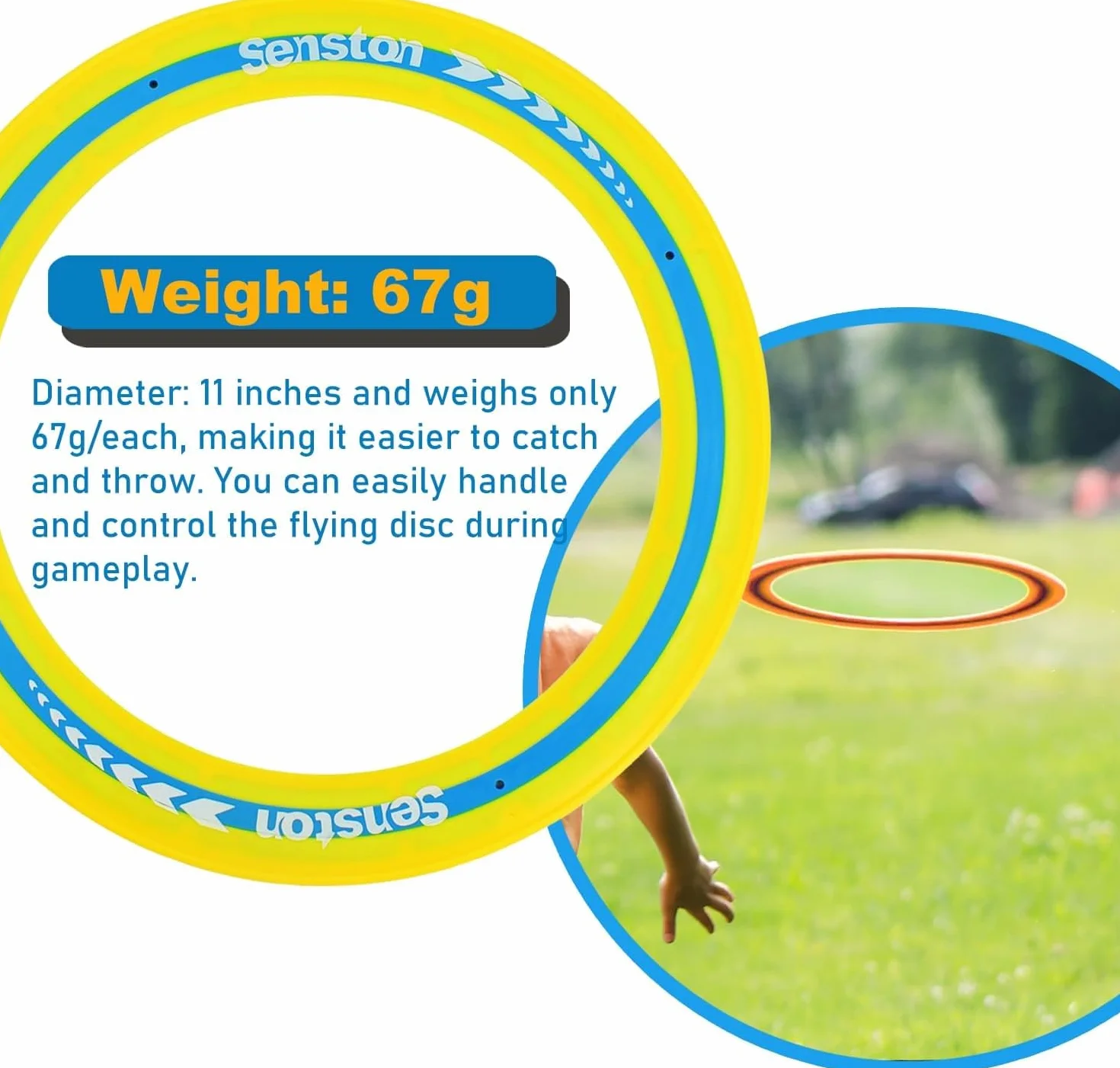 Senston Flying Ring 3x Facile da Prendere e Lanciare Flying Disc Pollici per Tutti i Giocatori