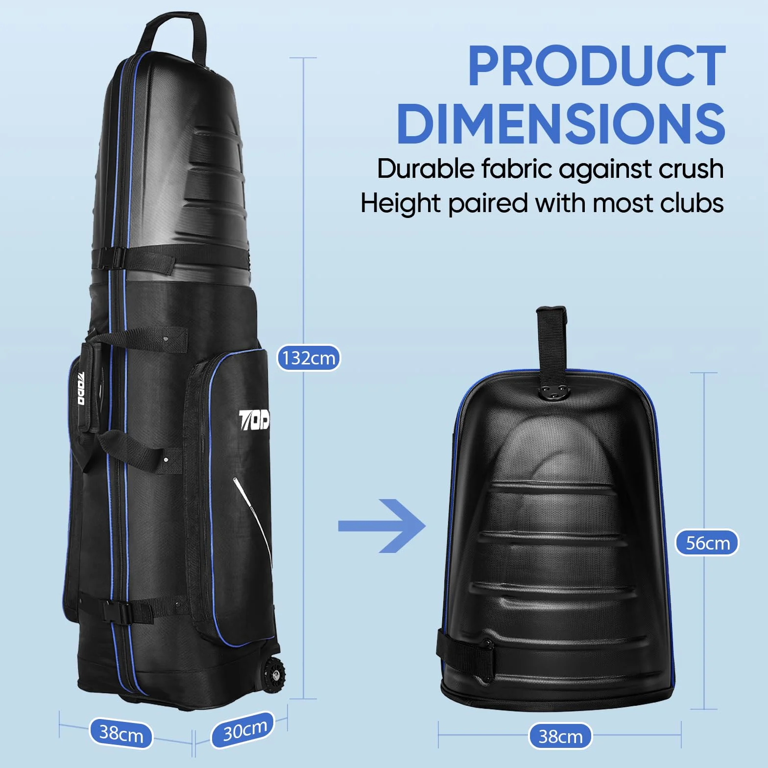 Borsa da Viaggio da Golf con Guscio Rigido ABS, 1680D Oxford Impermeabile, Resistente e Leggero