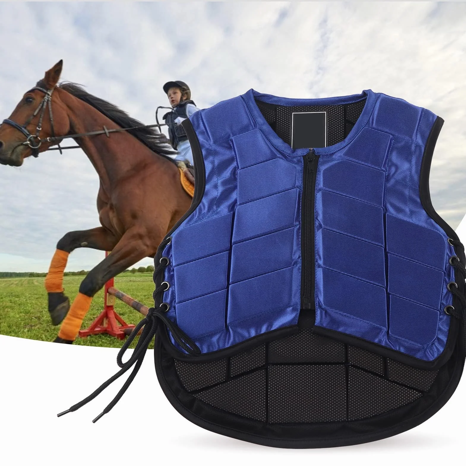 Cyrank Gilet Equestre per Bambini, Gilet Protettivo Equestre Imbottito in Schiuma di Nylon