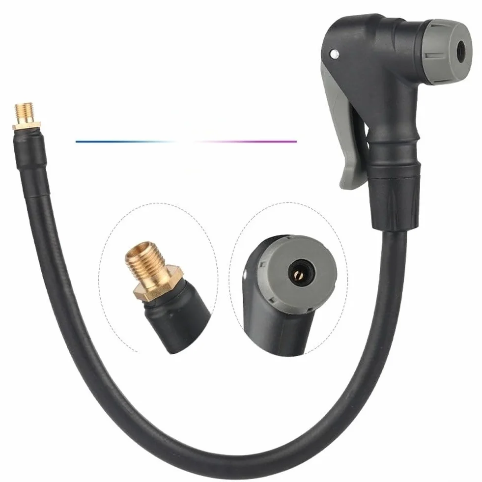 Tubo di prolunga per pompa bici valvola Presta in gomma EPDM con raccordi ottone flessibile 50 cm nero