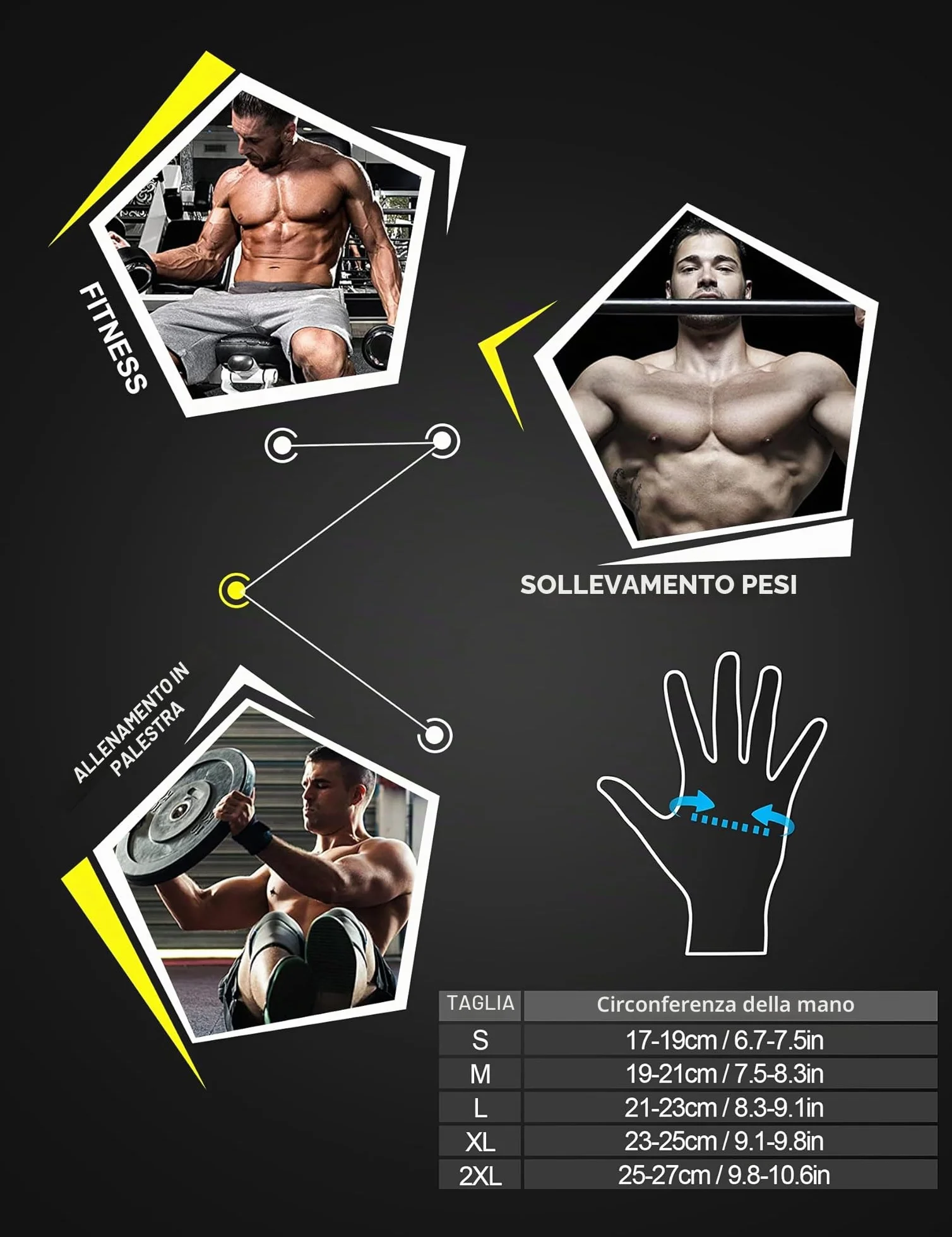 KUTOOK Guanti Palestra Antiscivolo Traspiranti per Pull-ups Bodybuilding Sollevamento Pesi
