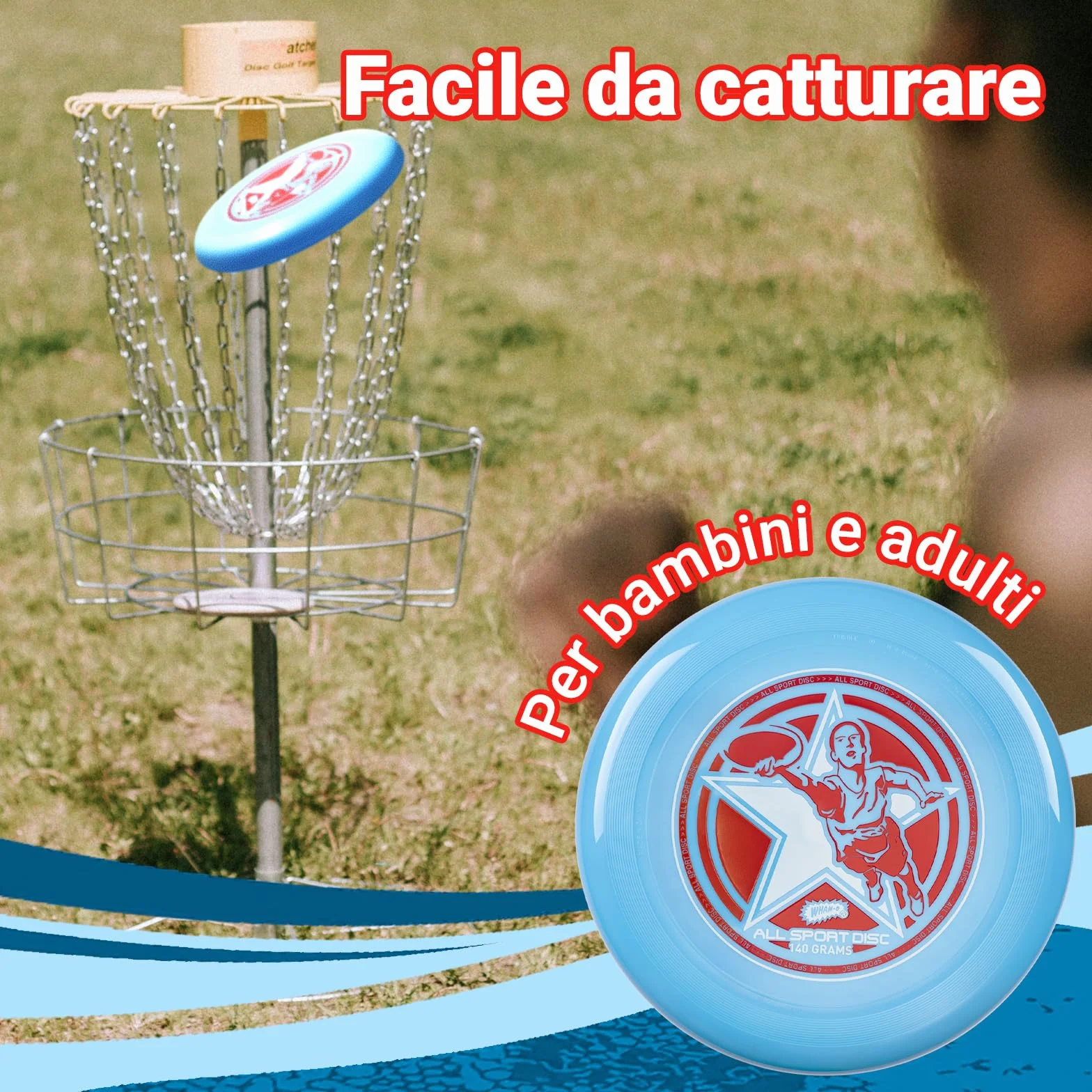 Wham-O Frisbee All Sport Disc 140g 25.02cm Impugnatura Resistente Antiscivolo per Giochi all'Aperto