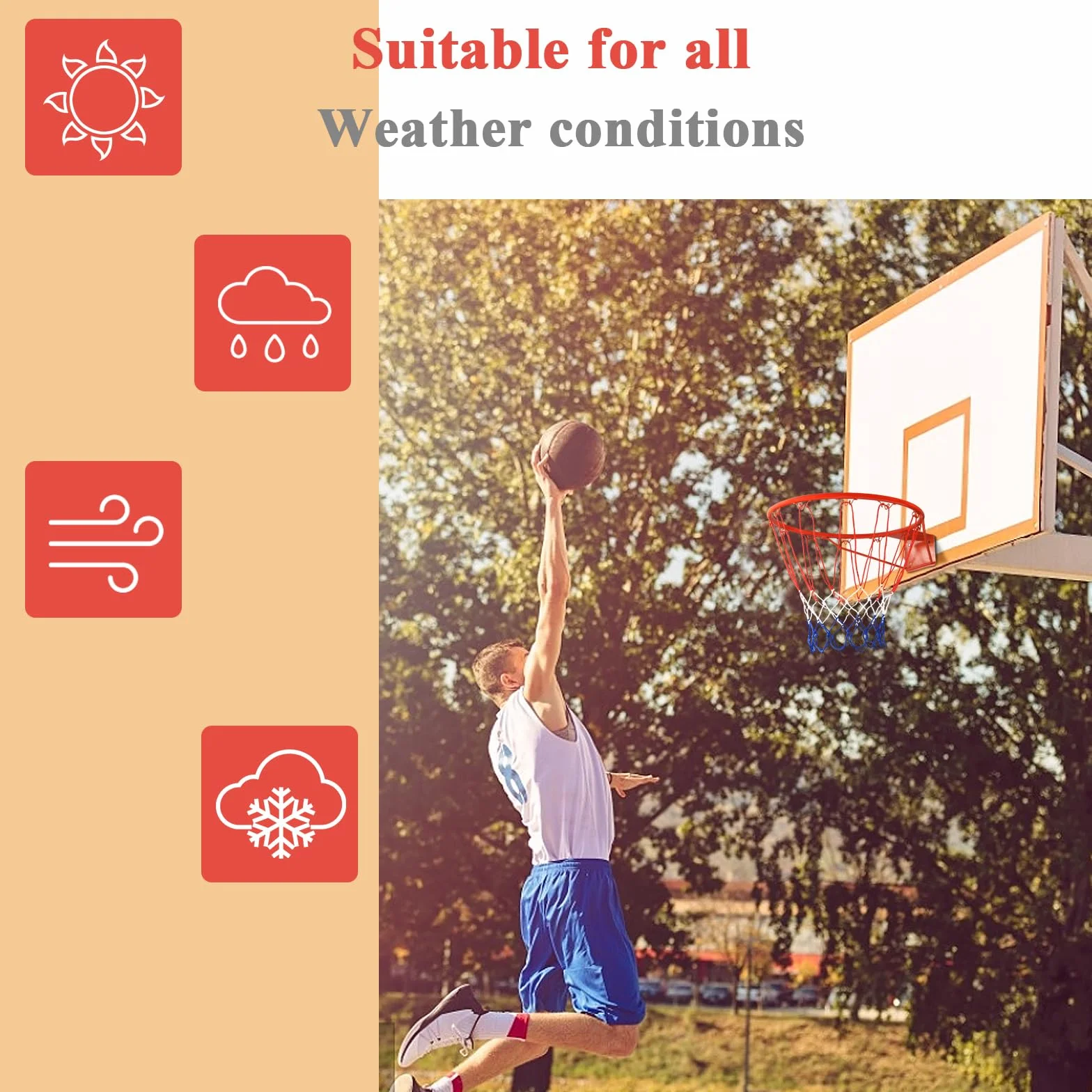 LIFEZEAL Cerchio da Basket 45 cm, Canestro con Rete in Nylon, Attrezzatura Sportiva