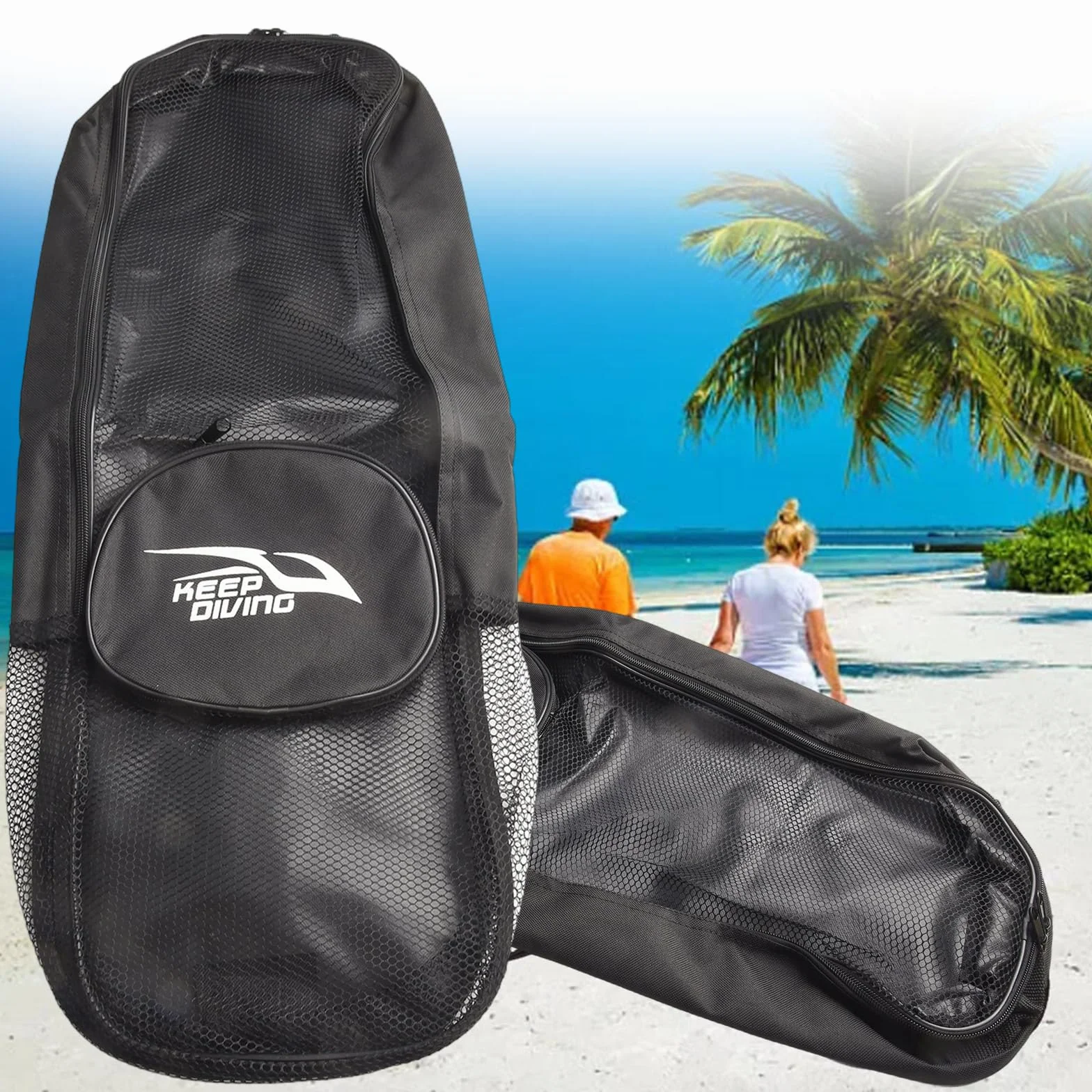 Zoegneer Borsa da snorkeling in PVC con tracolla regolabile per attrezzatura subacquea nero