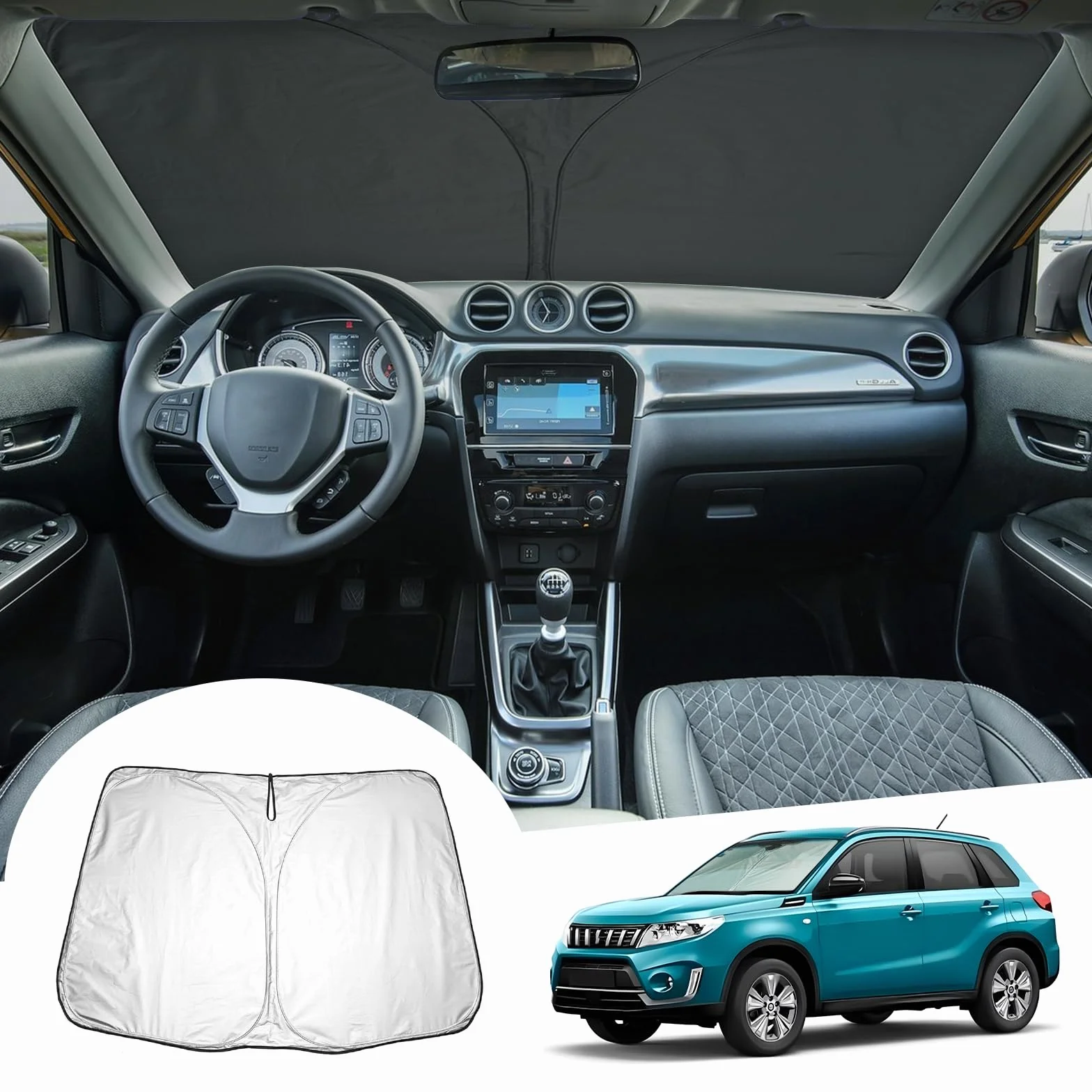 [Upgrade] GAFAT Suzuki Vitara LY iV-4 Hybrid 2016-2025 2026 Parasole, Parabrezza interno, Protezione Solare, Raffreddamento, Protezione UV, Suzuki Vitara Accessori