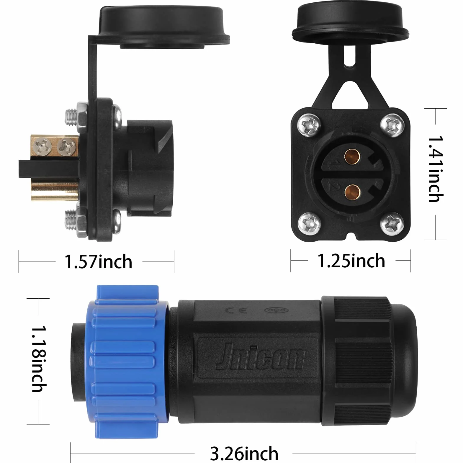 Set di Prese per Motore Pesca a Traina 12V/24V/36V/48V Connettore Alimentazione CC Impermeabile Barche Marine 2 Pezzi