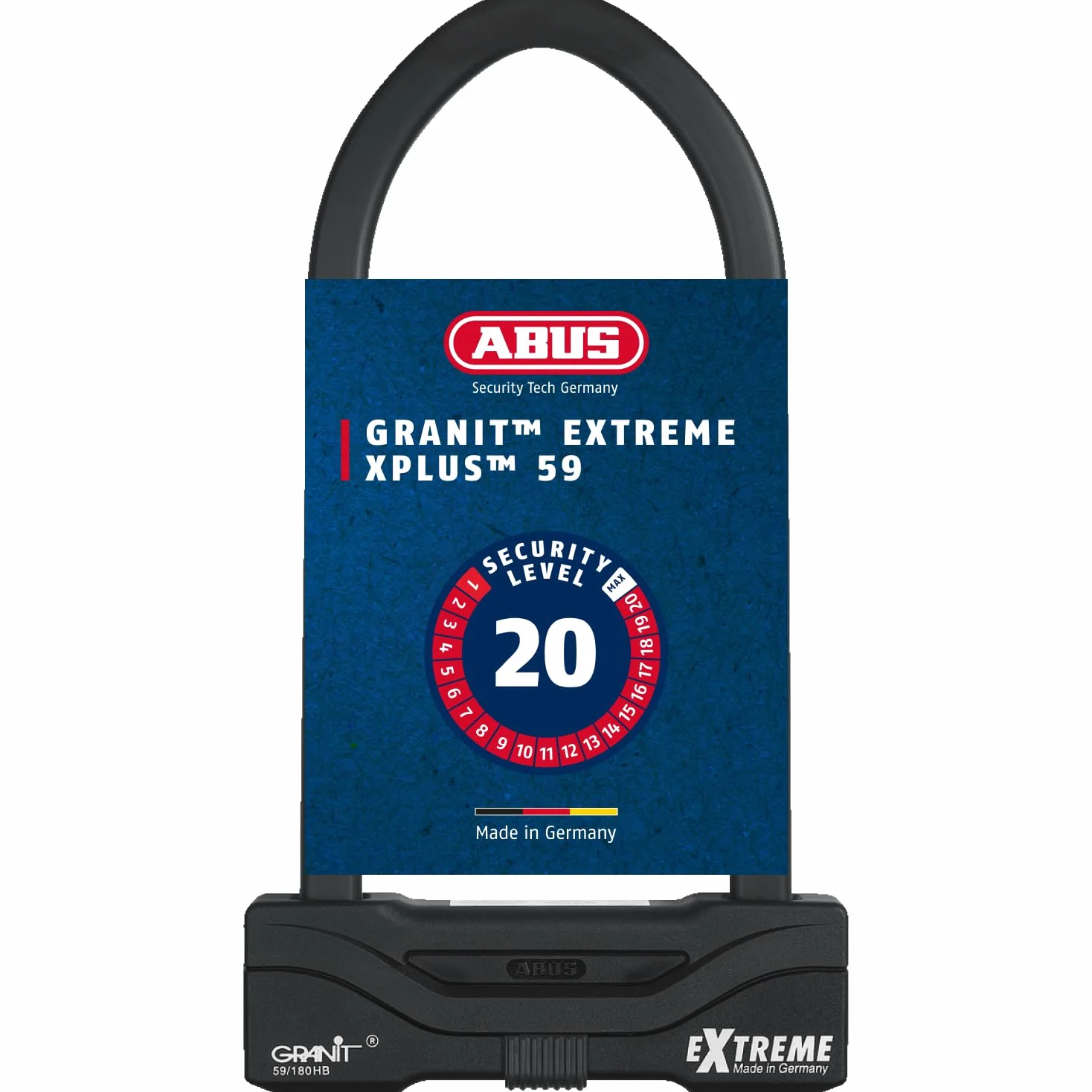 ABUS U-lock Granit Extreme 59 - serratura per moto e biciclette con cilindro XPlus - massimo livello di sicurezza 20 - altezza grillo 260 mm