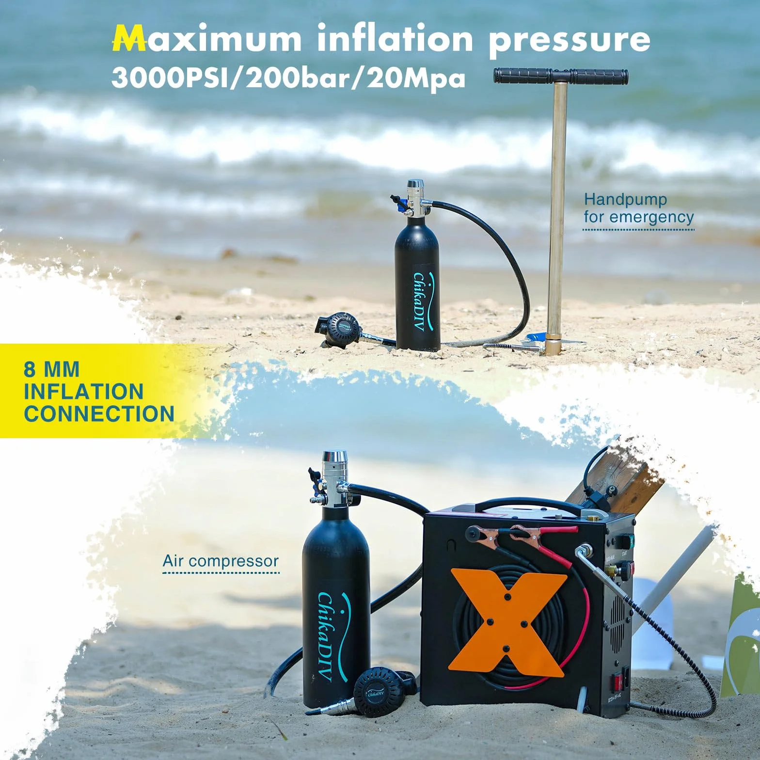 Bombola Sub Portatile Mini Bombola di Ossigeno per Immersione 15-20 Min Snorkeling Esplorazione Subacquea