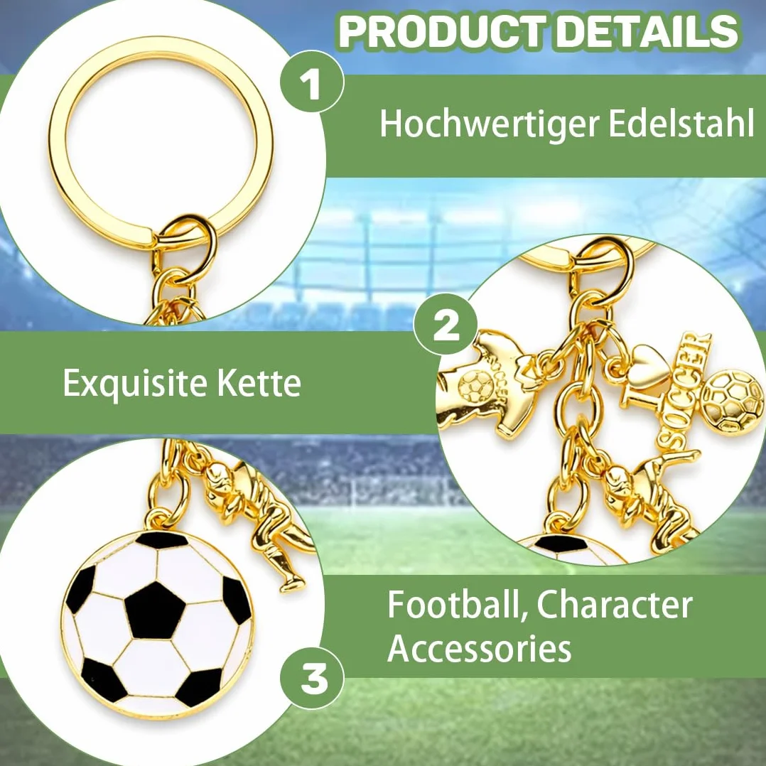 Portachiavi Calcio Metallo Creativo Ciondolo Chiave Sport Tema Calcio Mini Argento Regalo Tifosi Charms Borse Zaino