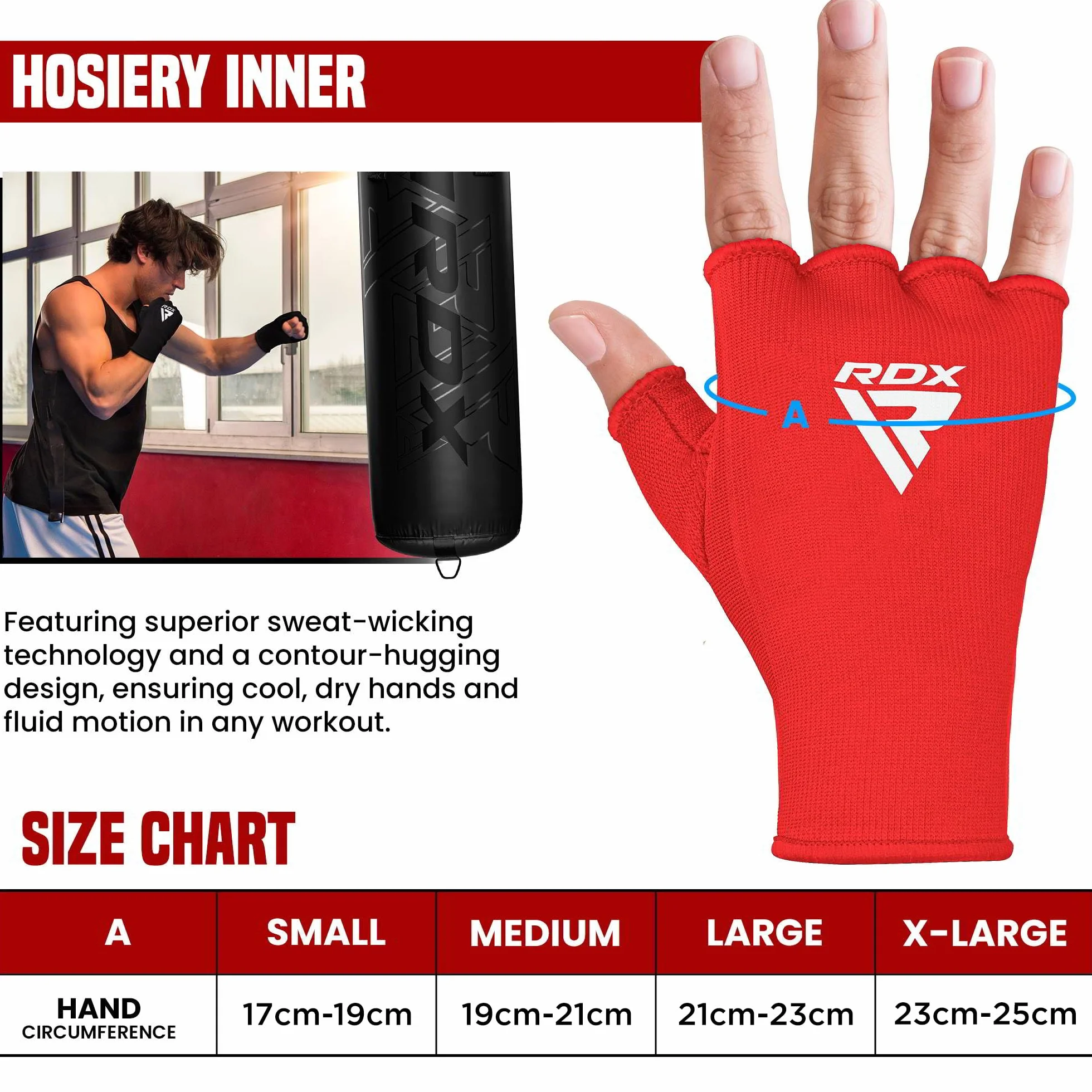 RDX Fasce Boxe Sottoguanti Interni Bende Elastiche Mani Polso Protezione Pugilato Allenamento
