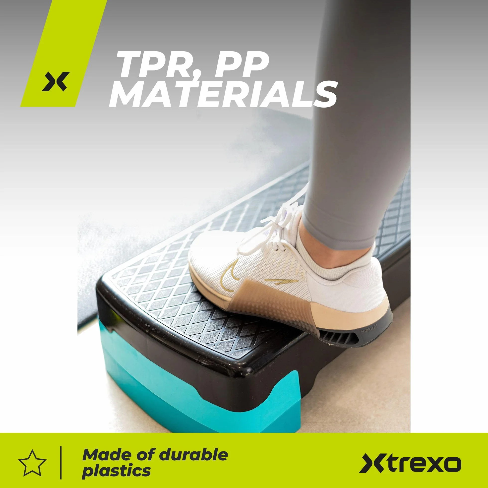 TREXO Aerobic Step 68 x 28 cm Regolabile 15-20 cm per Cardio Fitness Polipropilene TPR Rosa Blu Grigio