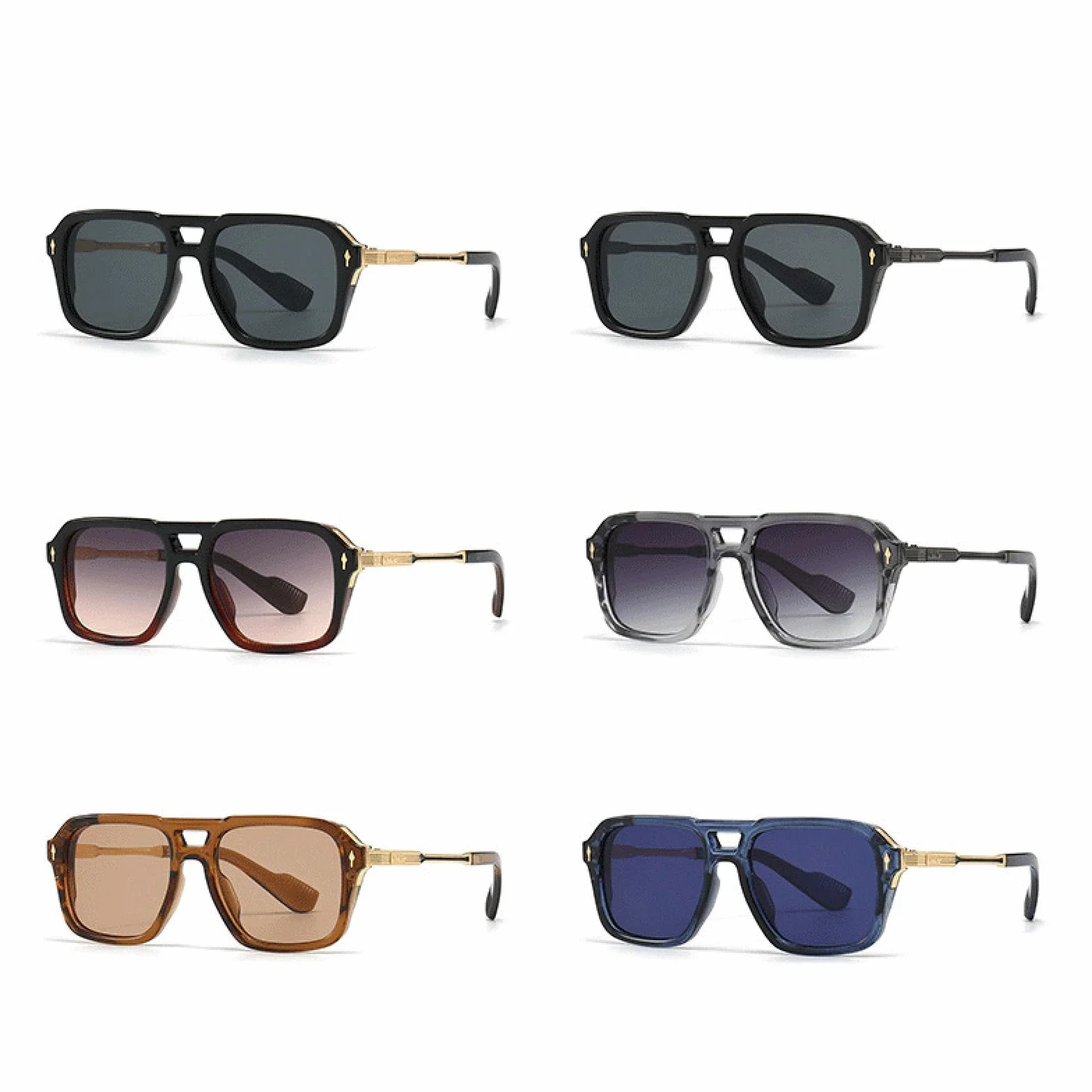 Okulary przeciwsłoneczne UV400 retro podwójny mostek unisex
