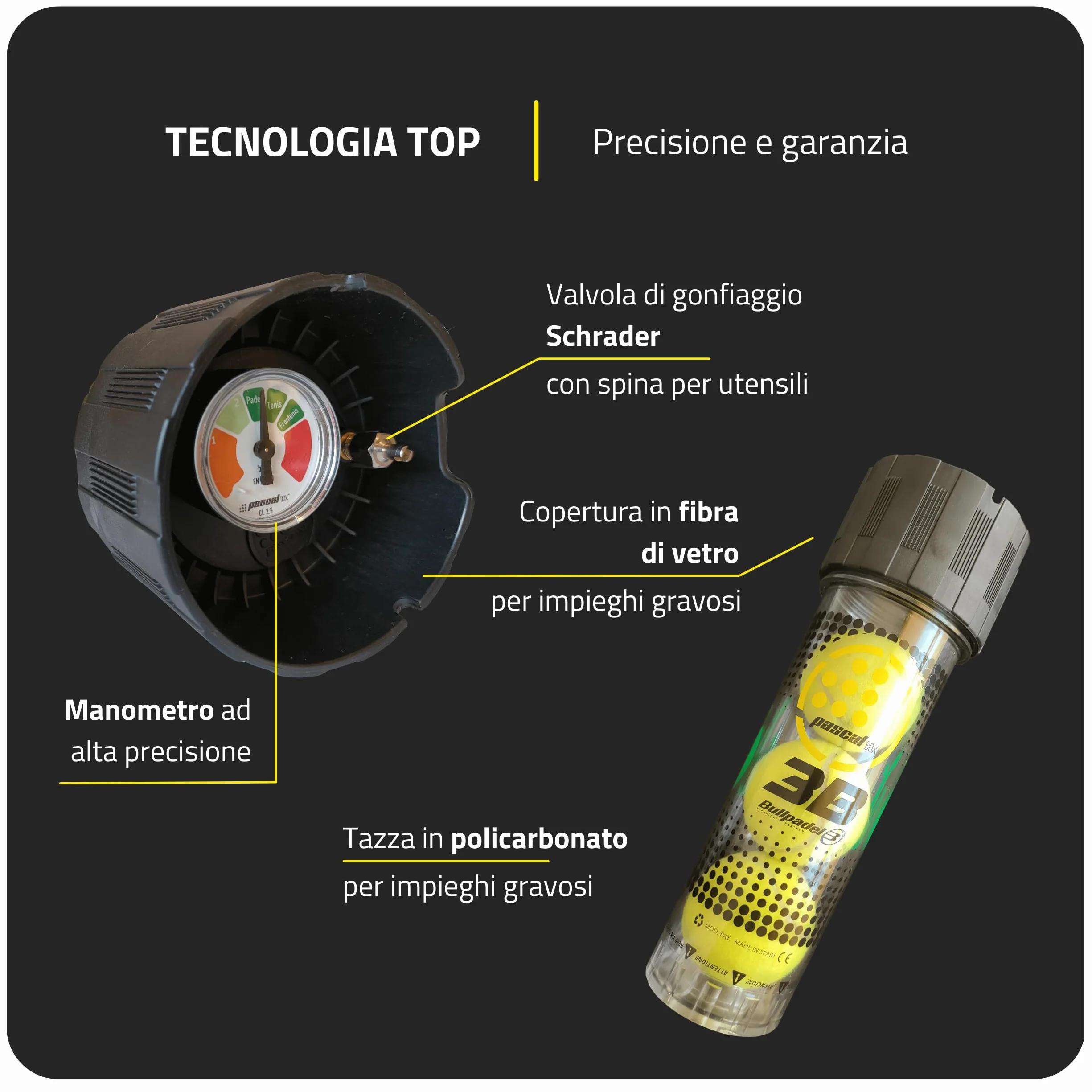 Pascal Box Pressurizzatore per palline da padel con pompa
