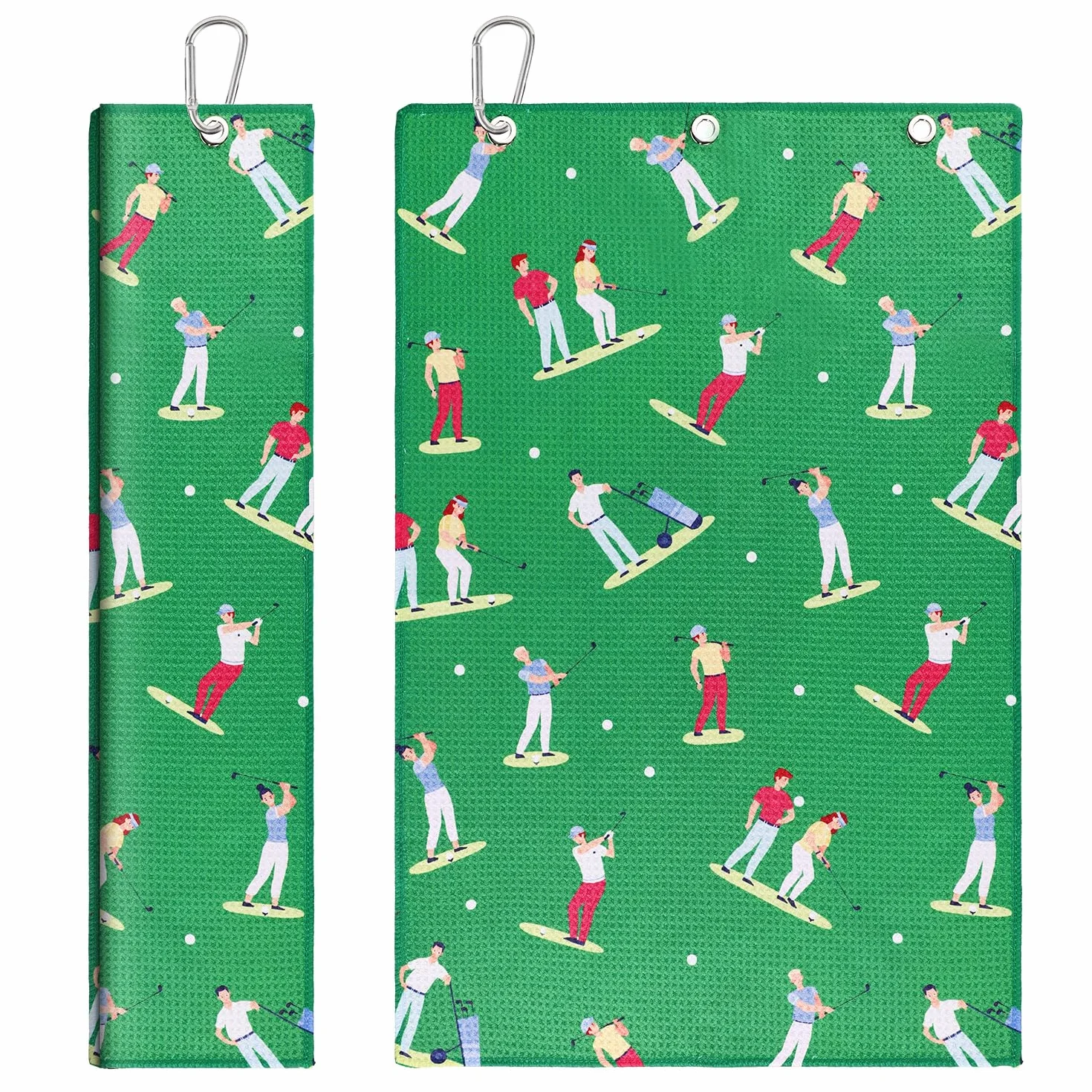 Asciugamano da Golf 60x40cm Microfibra Ricamato con Moschettone Assorbente a Nido d'Ape Accessori Sportivi