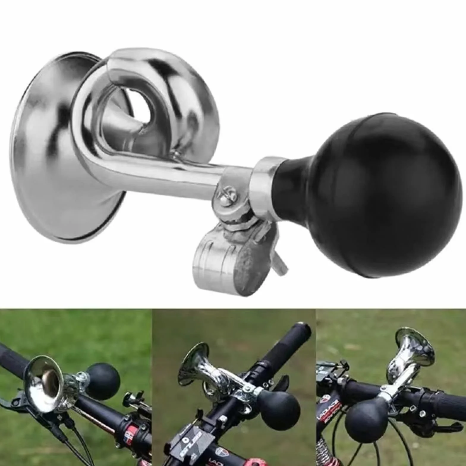 Clacson per bicicletta in metallo con morsetto regolabile, tromba classica