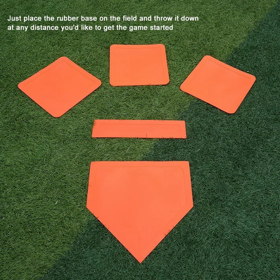 Set di Basi Baseball E Softball 5 Pezzi Basi Campo in Gomma per Bambini Adulti Basi Lancio per Baseball, Softball