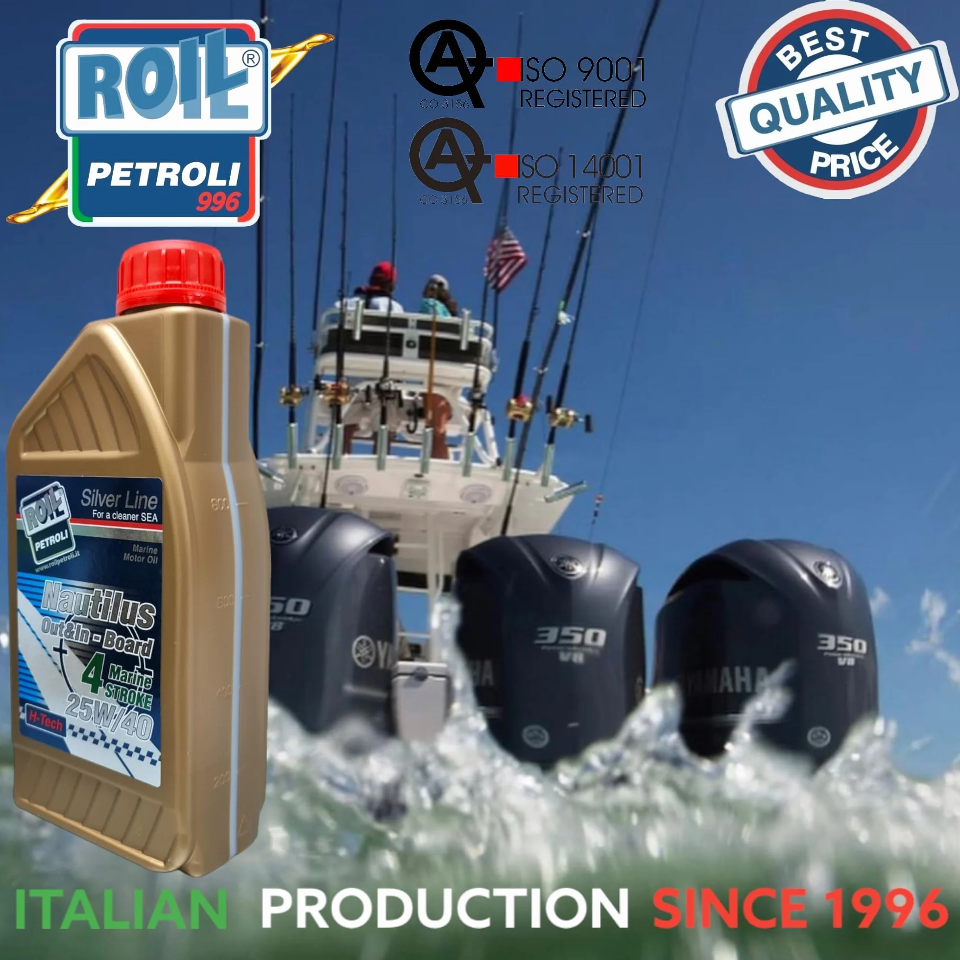 Roil Nautilus 25W/40 4 Stroke Marine Oil 1L NMMA FC-W API SL VDS-3