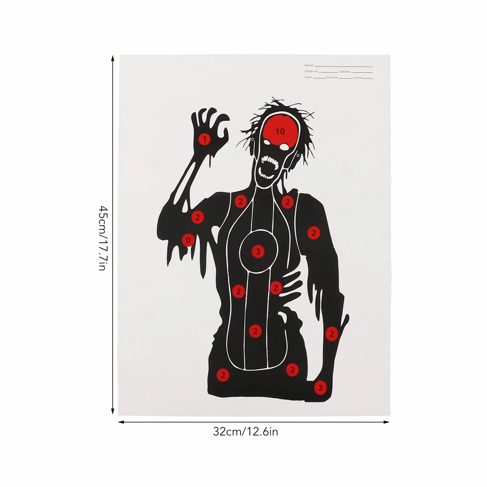 Carta Obiettivi di Tiro 10 Pezzi Teschio Zombie 45x32cm per Tiro con Frecce Caccia