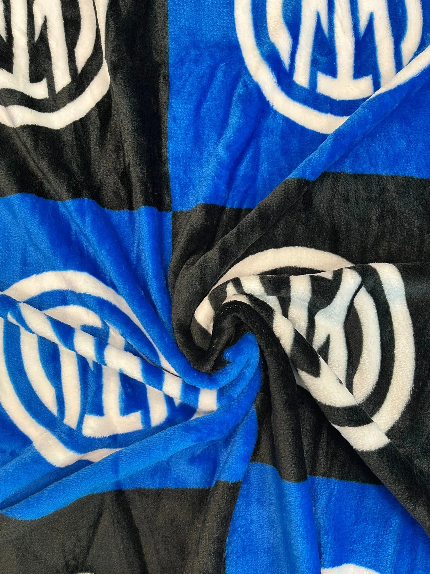 Plaid Coperta Morbida Con Logo 150x210 Nero Azzurro Soft Touch