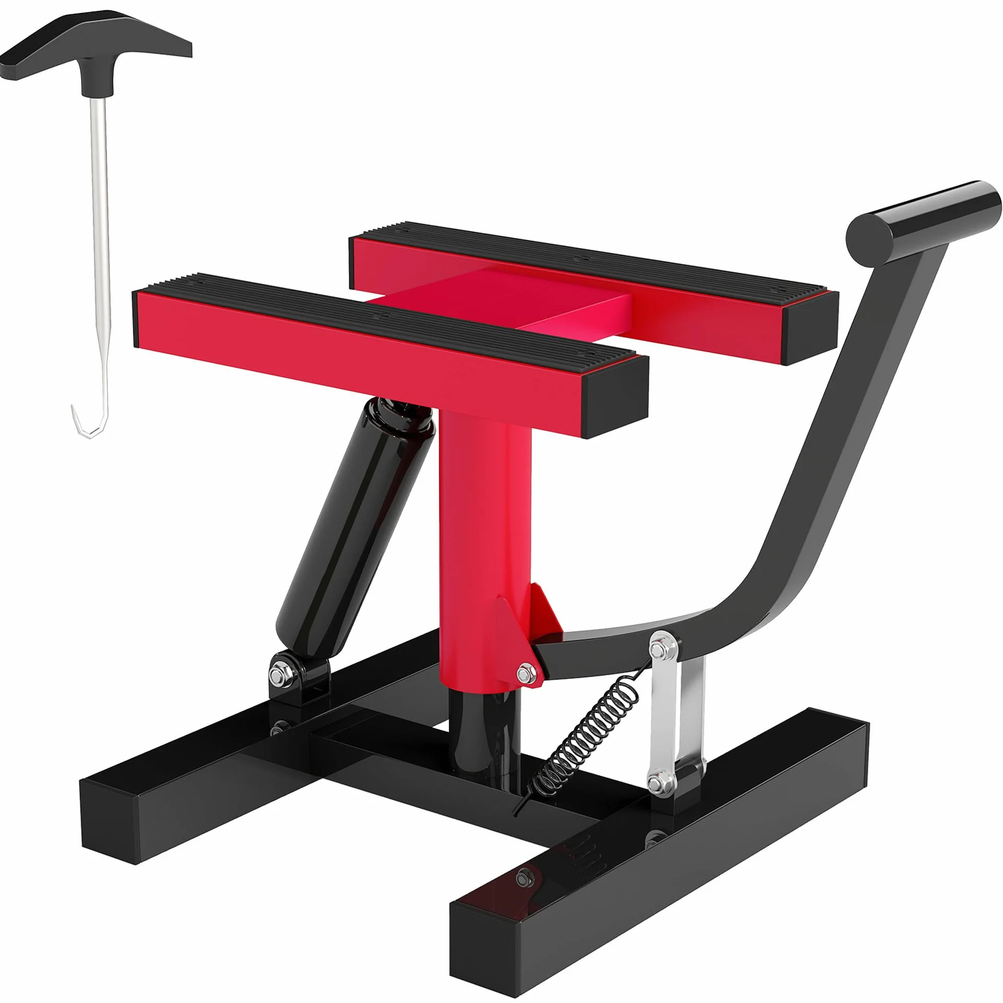HOMCOM Sollevatore Moto in Acciaio Max 150kg, Cavalletto Alzamoto con Altezza Regolabile 29.5-41 cm e Piattaforma in Gomma Antiscivolo, 33x29x40.5cm, Rosso