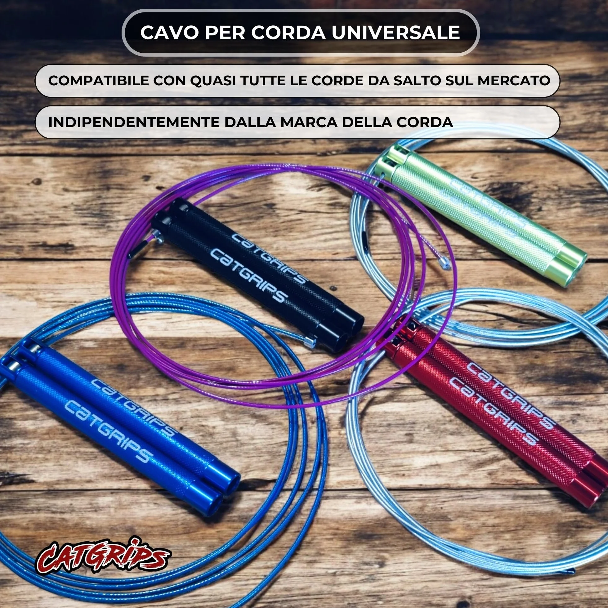 CATGRIPS Cavo di Ricambio per Corda da Salto 2.0mm Acciaio Rivestito Flessibile Anti-Attorcigliamento