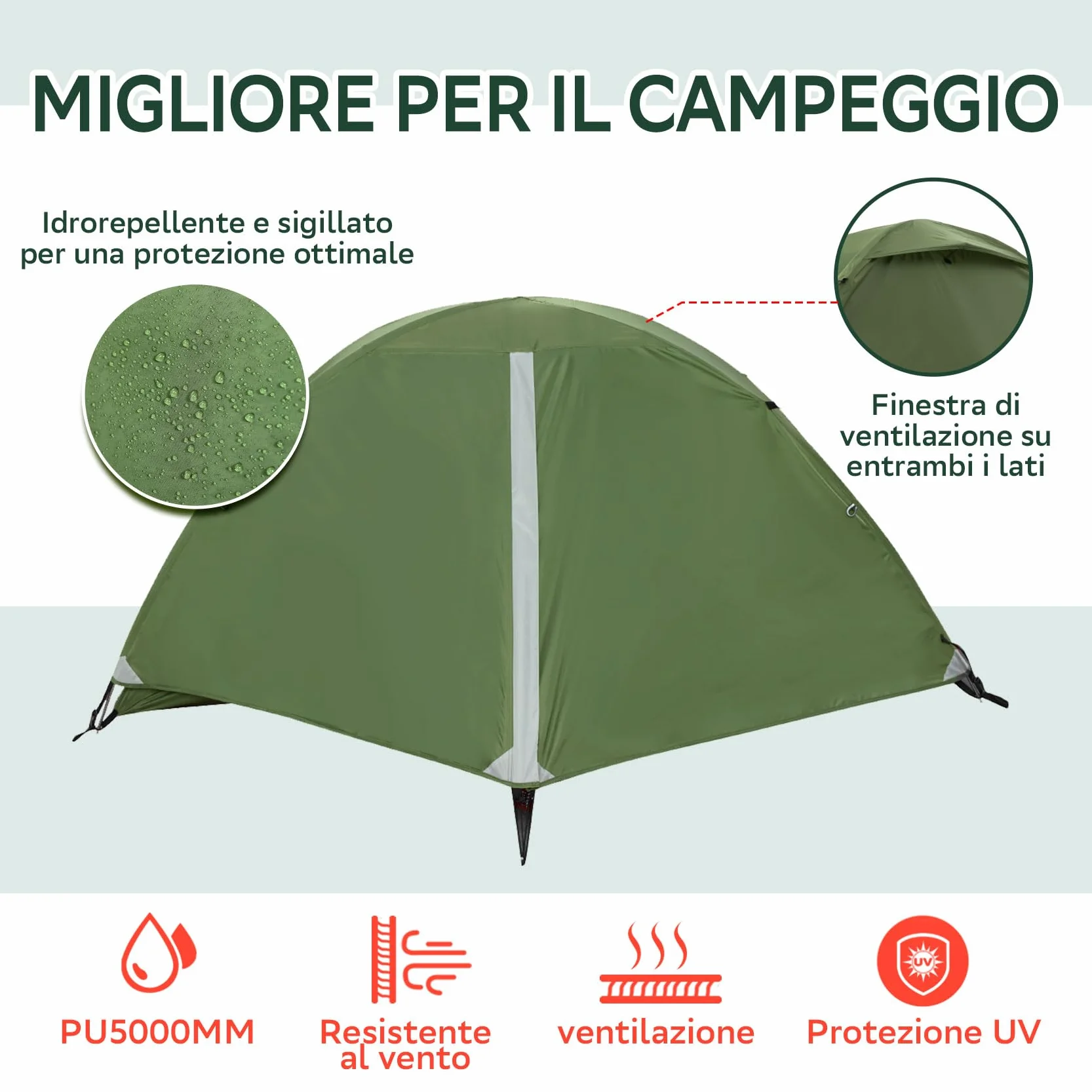 UnderwoodAggregator Tenda da escursionismo per 1 persona impermeabile leggera a cupola