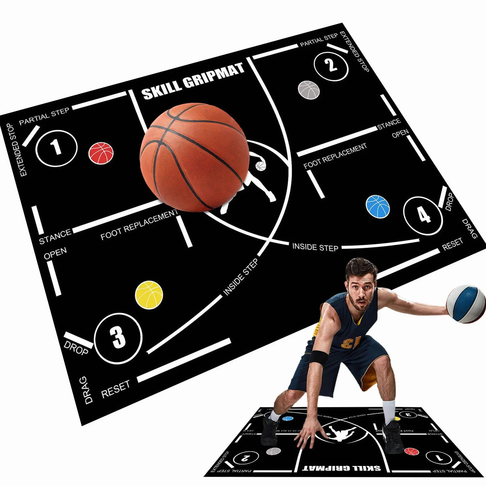 Tappetino da Basket Antiscivolo 120x86 cm - Ausili per Allenamento Agilità